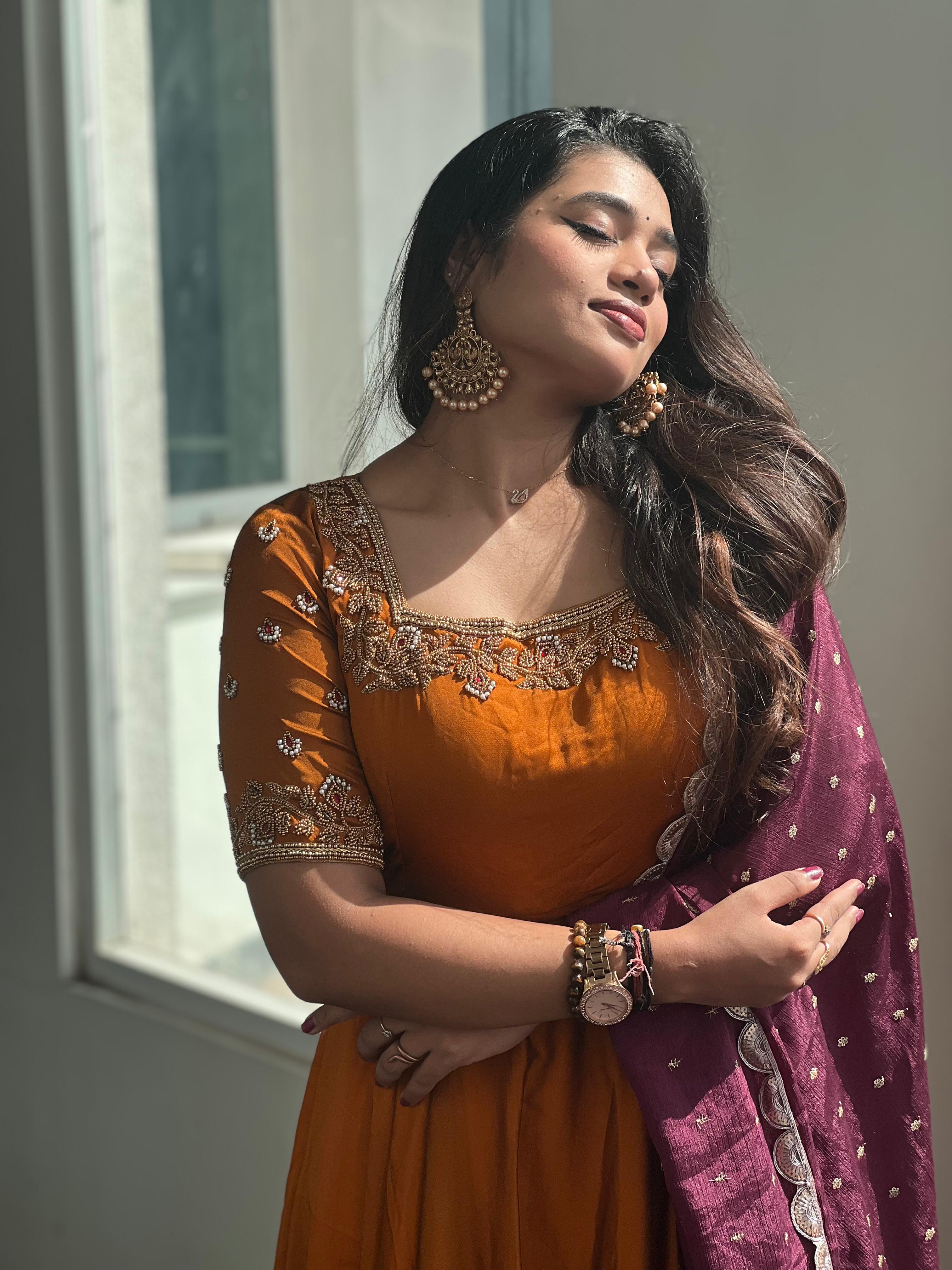 Brindha Premium Designer Anarkali Dress for Women - Elegant Indian Ethnic Wear for Parties, Weddings & Festive Occasions
