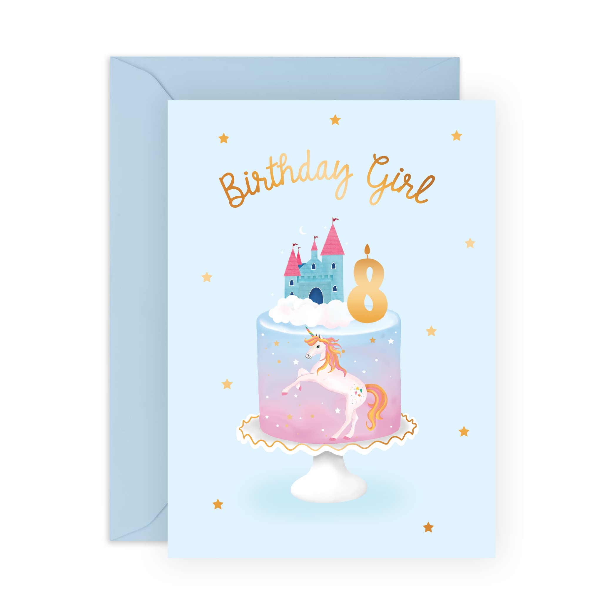8th Birthday Card for Daughter - Unicorn Themed Greeting Card with Fun Stickers | Perfect for 8 Year Old Girls Birthday Party, Gift Giving & Special Celebrations