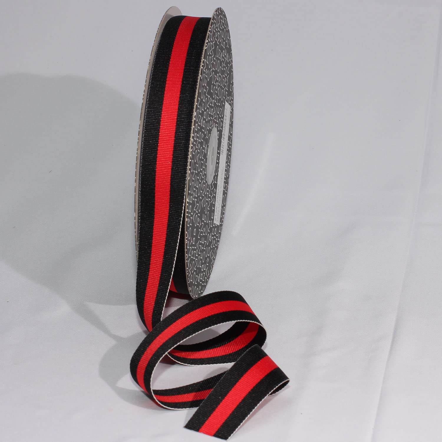 Premium Black and Red Striped Grosgrain Ribbon 1 Inch x 55 Yards - Decorative Craft Ribbon for Gift Wrapping, DIY Projects, Hair Bows, Scrapbooking and Party Decorations