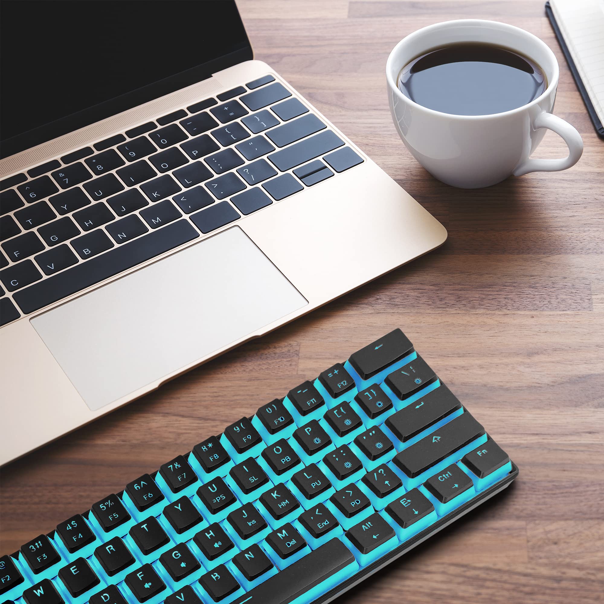 GK GAMAKAY MK61 61-Key RGB Gaming Keyboard - Gateron Optical Switches, Pudding Keycaps, Waterproof (Yellow Switch V2) for Esports & Office