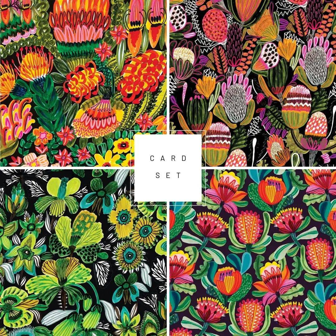 Australiana Botanica Set of 4 Australian Greeting Cards with Native Flora Designs - Perfect for Birthdays, Thank You Notes & Home Decor
