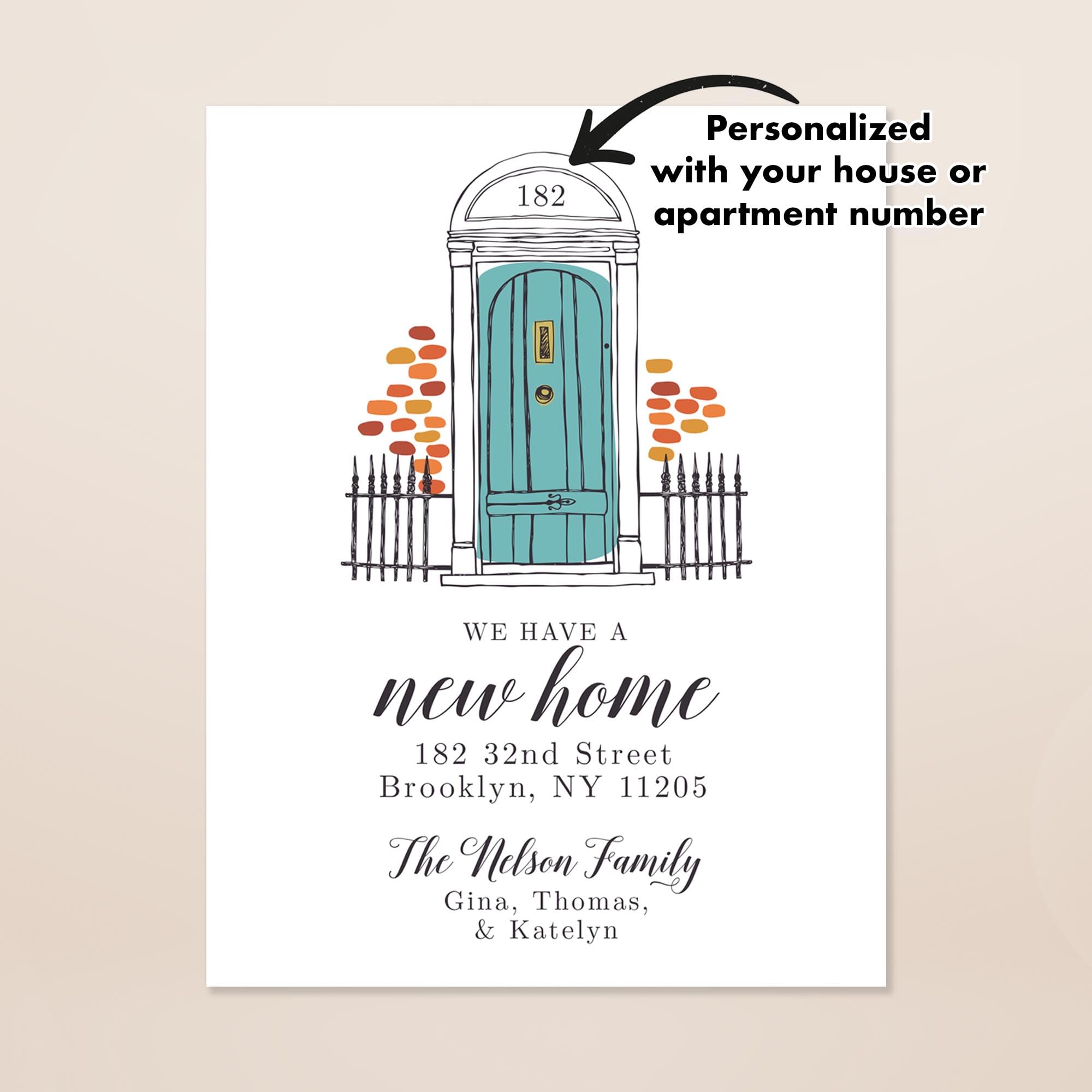 Custom Moving Announcement Cards - Personalized New Address Cards with Door Number, 4.25x5.5 Flat Moving Notices with Envelopes | Perfect for Housewarming, Relocation & Change of Address Announcements