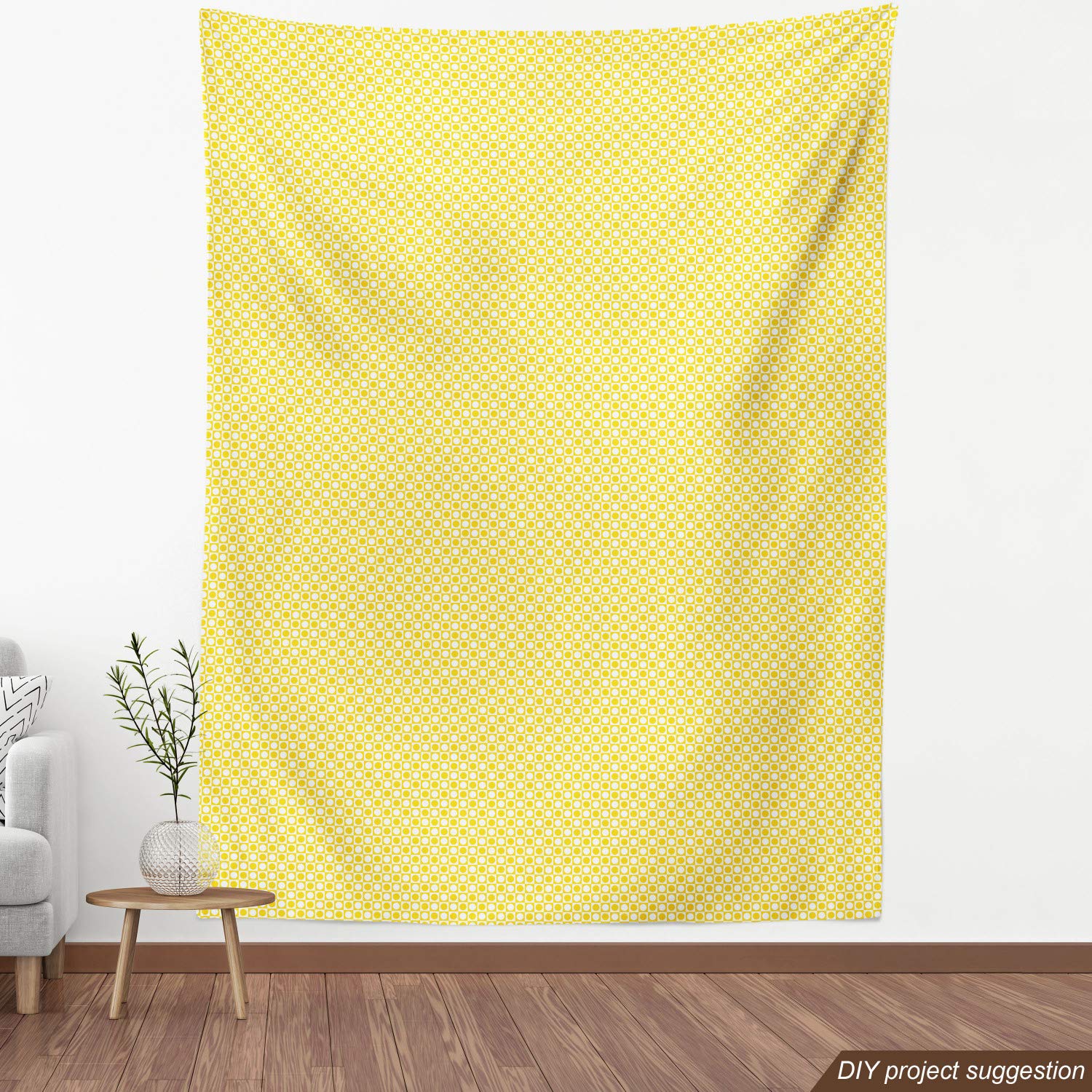 Ambesonne Yellow Fabric - Modern Geometric Print for Upholstery & Home Decor