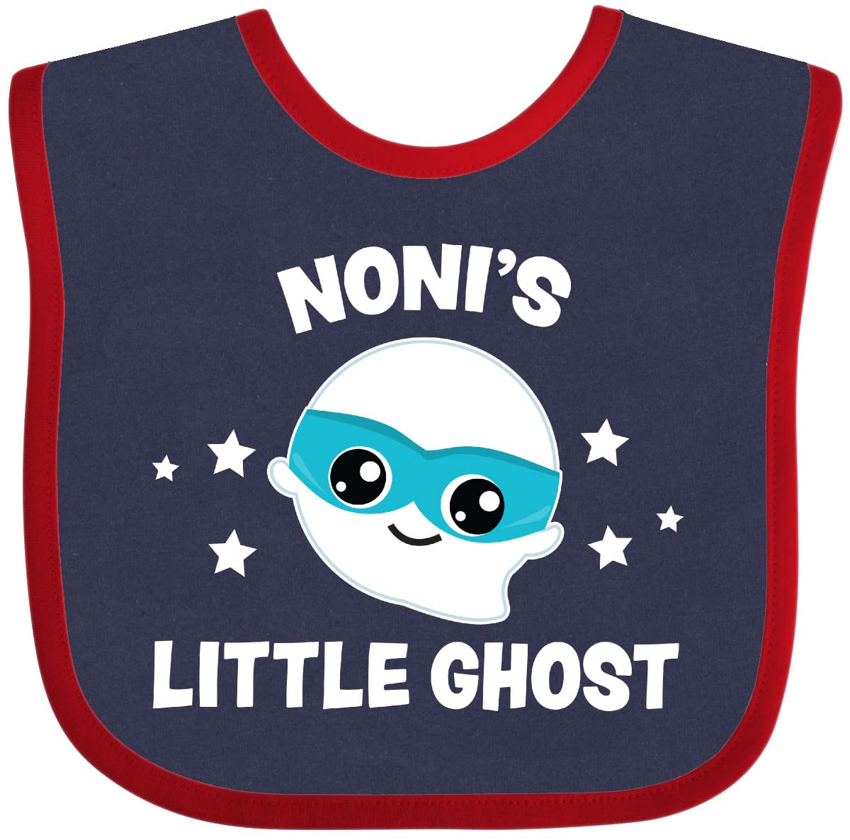 Inktastic Cute Noni's Little Ghost with Stars Baby Bib - Adorable Halloween Bib for Infants & Toddlers - Perfect for Halloween Parties, Photo Shoots & Everyday Feeding