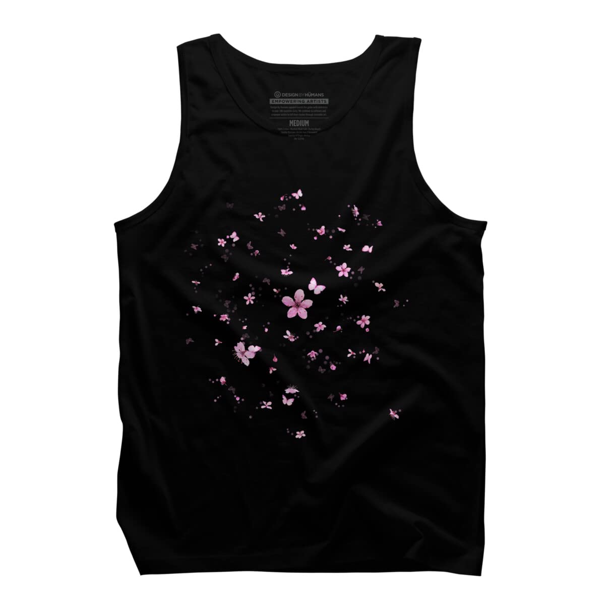 Japanese Cherry Blossoms Breeze Graphic Tank Top for Men - Soft Cotton Casual Tee - Perfect for Summer Outfits, Beach Wear & Street Fashion