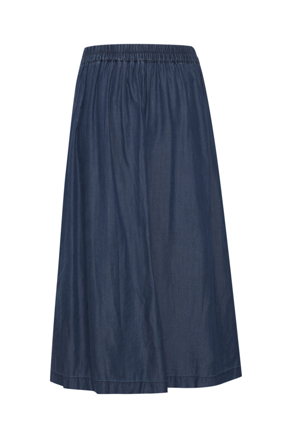 Lambrey Women's Midi Skirt - Dark Blue Flowy A-Line Skirt for Casual & Office Wear | Perfect for Work, Date Night & Spring Outfits
