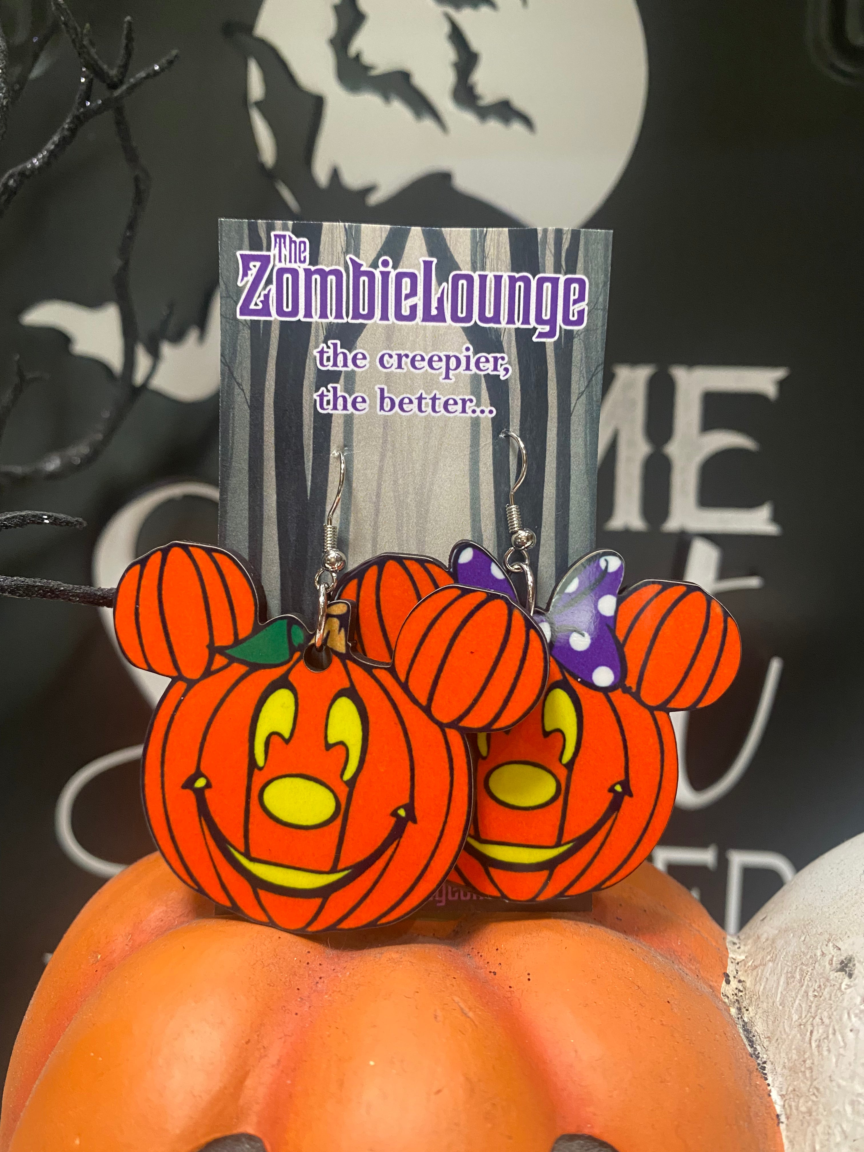 Pumpkin Mouse Earrings - Cute Halloween Jewelry for Women, Girls - Perfect for Halloween Parties, Costume Accessories & Gifts