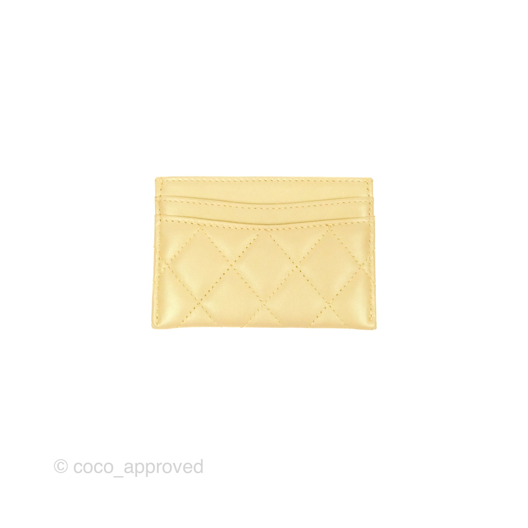 Chanel Classic Flat Card Holder in Iridescent Yellow Lambskin with Gold Hardware - Luxury Wallet for Women, Perfect for Everyday Use & Gift Giving