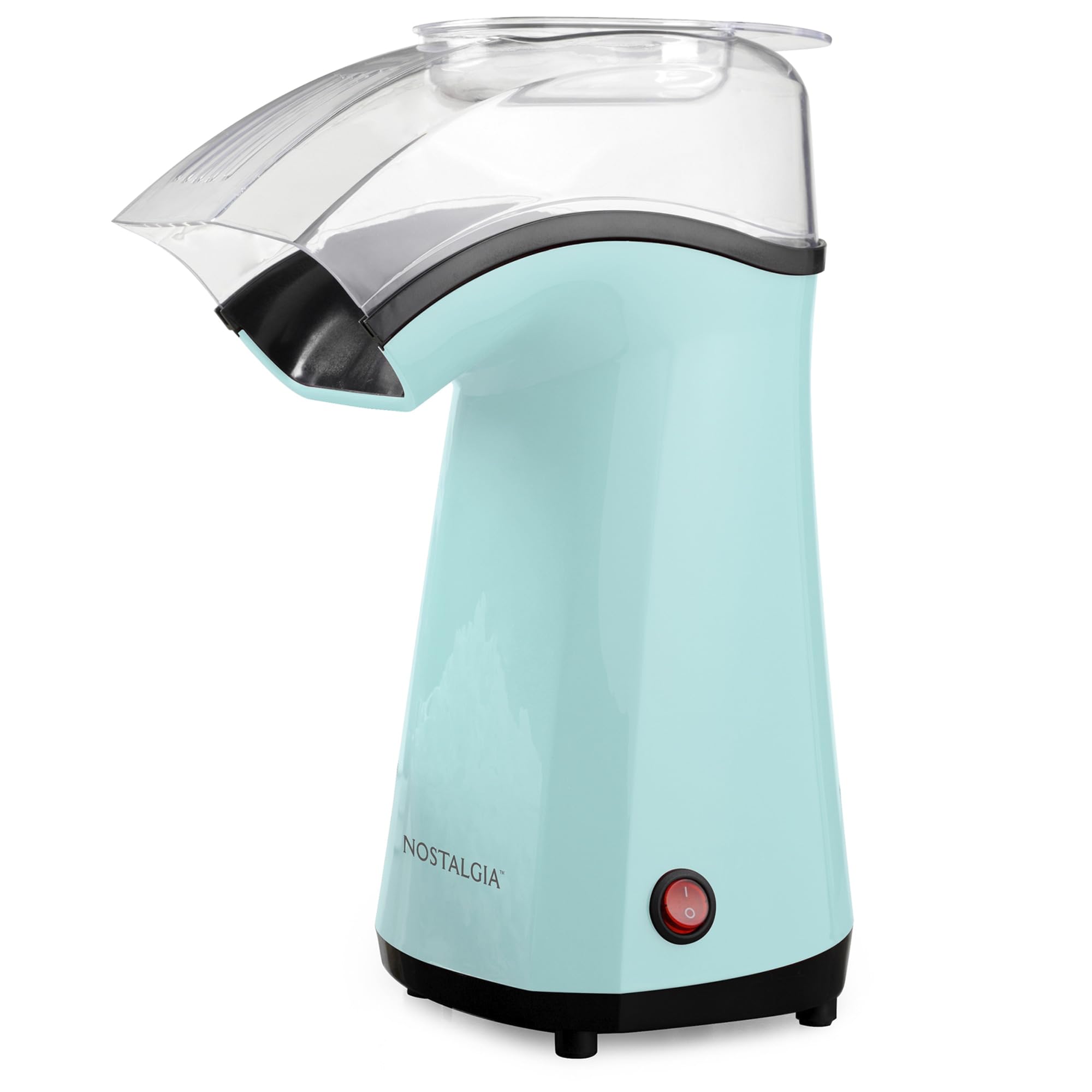 Nostalgia 16-Cup Hot Air Popcorn Maker Machine - Oil Free, Healthy Snack Maker with Kernel Measuring Cup & Butter Melting Tray, Aqua Blue - Perfect for Movie Nights, Parties & Family Snack Time