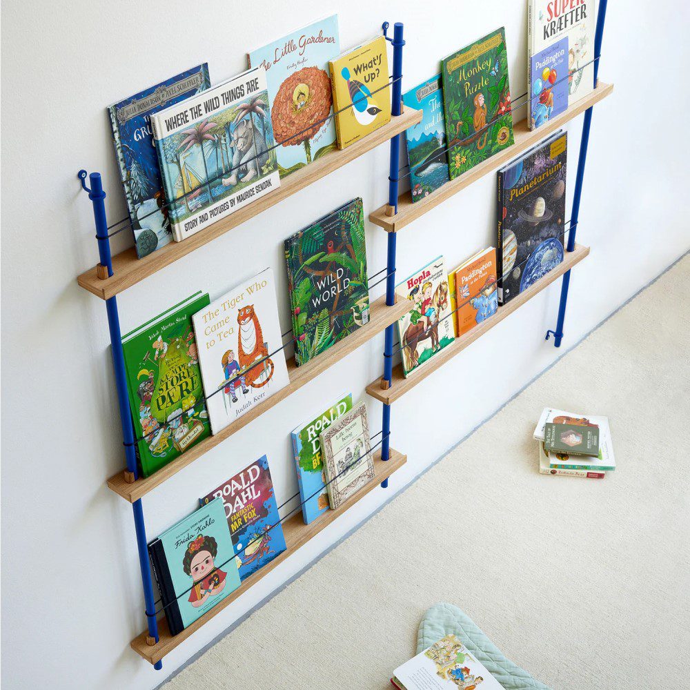 MOEBE Magazine Shelving - MS.115.2 in Smoked Oak & Black | Modern Book & Display Shelf for Living Room, Office & Library