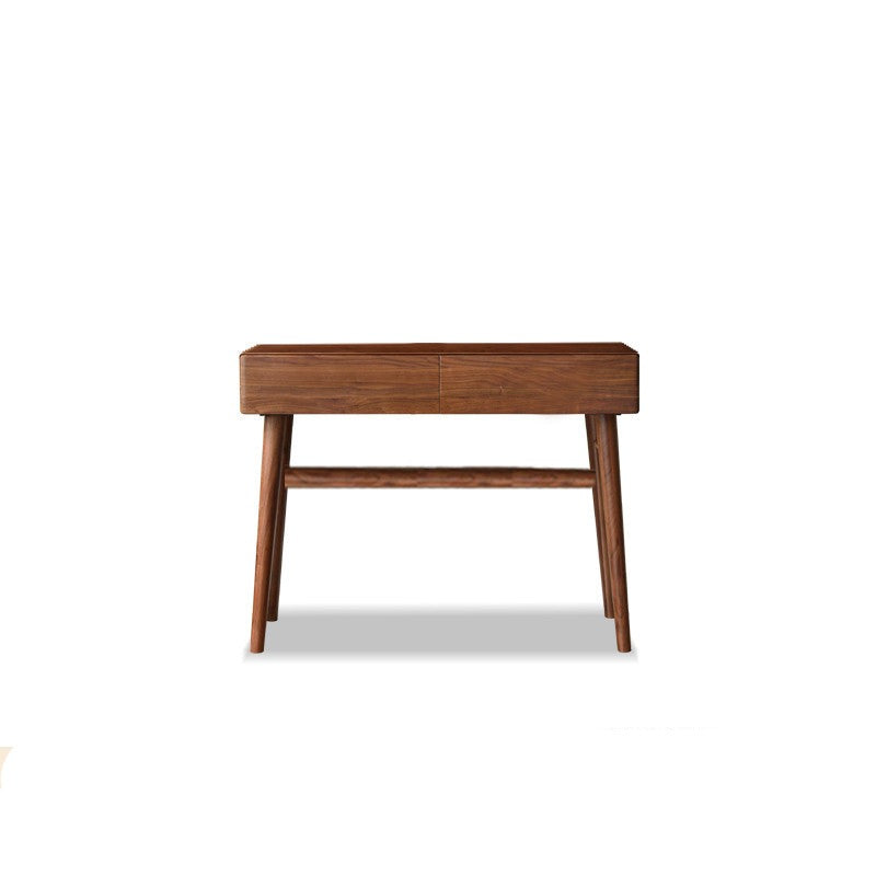 Black Walnut Solid Wood Moon Makeup Mirror Vanity Dressing Table - Elegant Bedroom & Bathroom Decor for Women