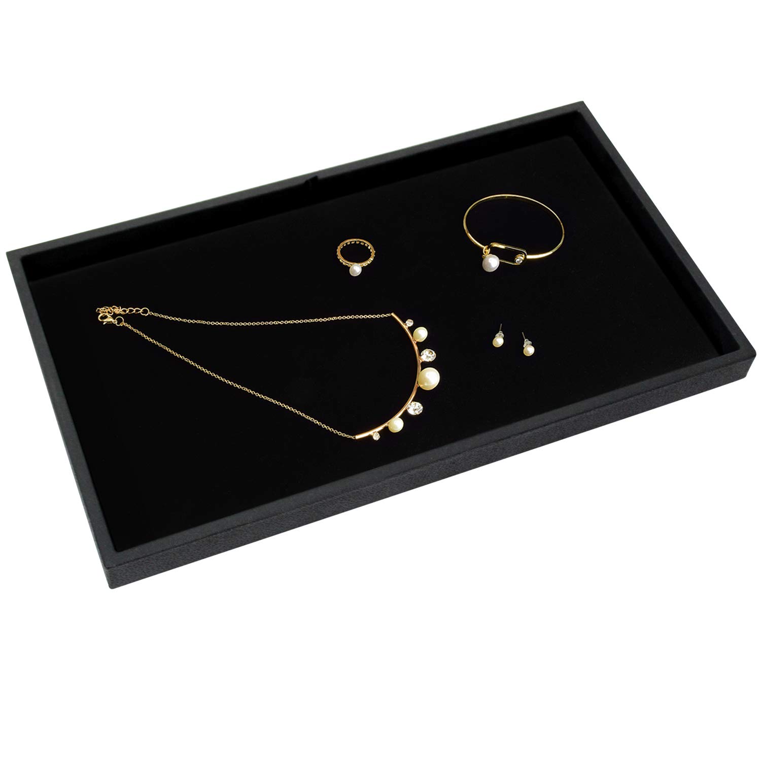 MOOCA 6-Piece Black Velvet Jewelry Display Tray Set - 14