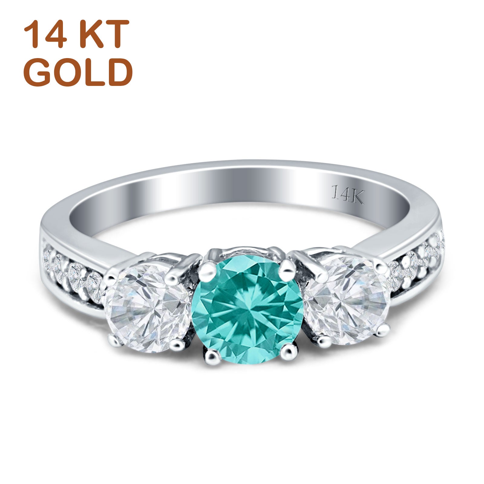 Paraiba Tourmaline CZ 14K Yellow Gold