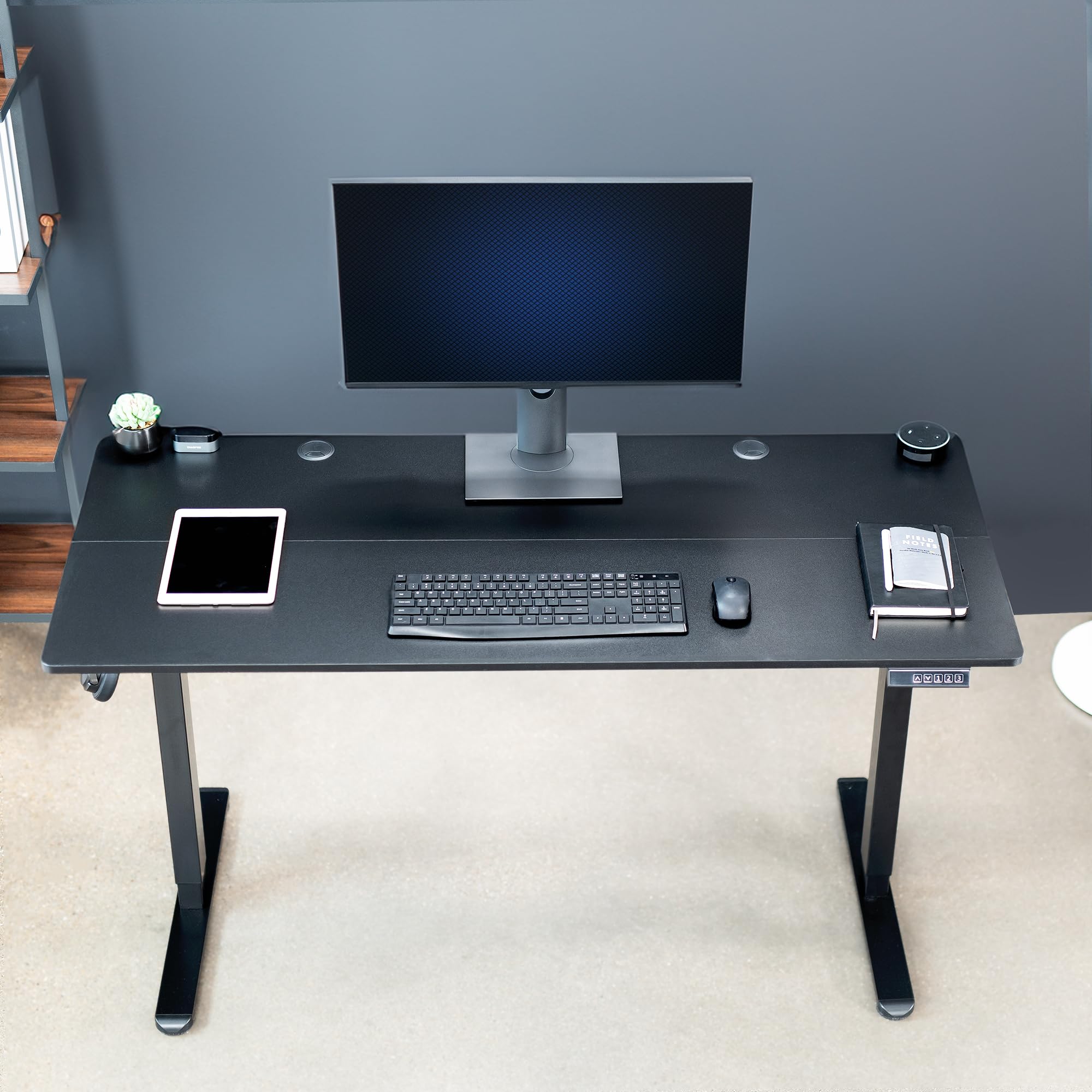 VIVO Electric Height Adjustable Standing Desk 55 x 24 Inches, Memory Controller, Black Top Black Frame (DESK-E155TB) - Perfect for Home Office, Gaming Setup & Workspace Ergonomics