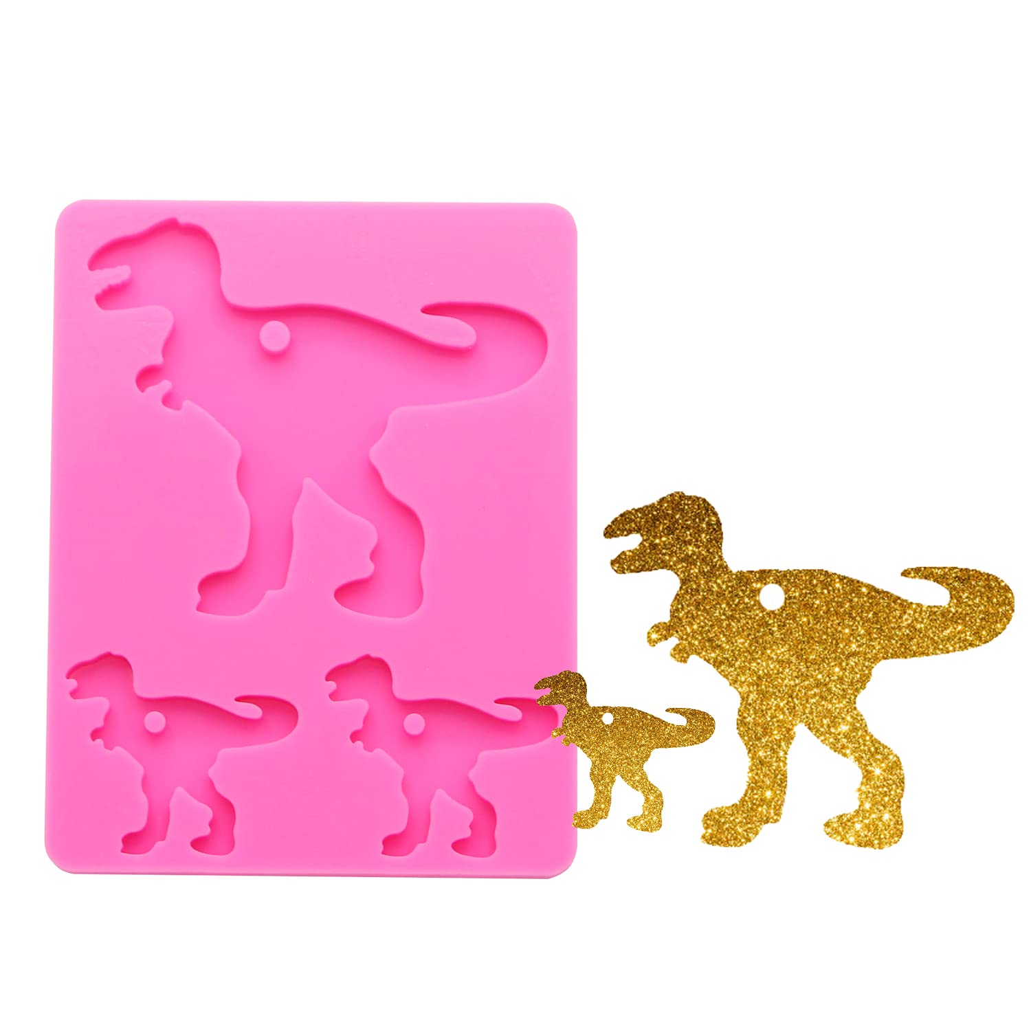 Dinosaur Family Keychain Silicone Mold Set for DIY Polymer Clay & Epoxy Resin Jewelry Making - Perfect for Crafting Unique Animal Keychains, Pendants, and Resin Art Projects