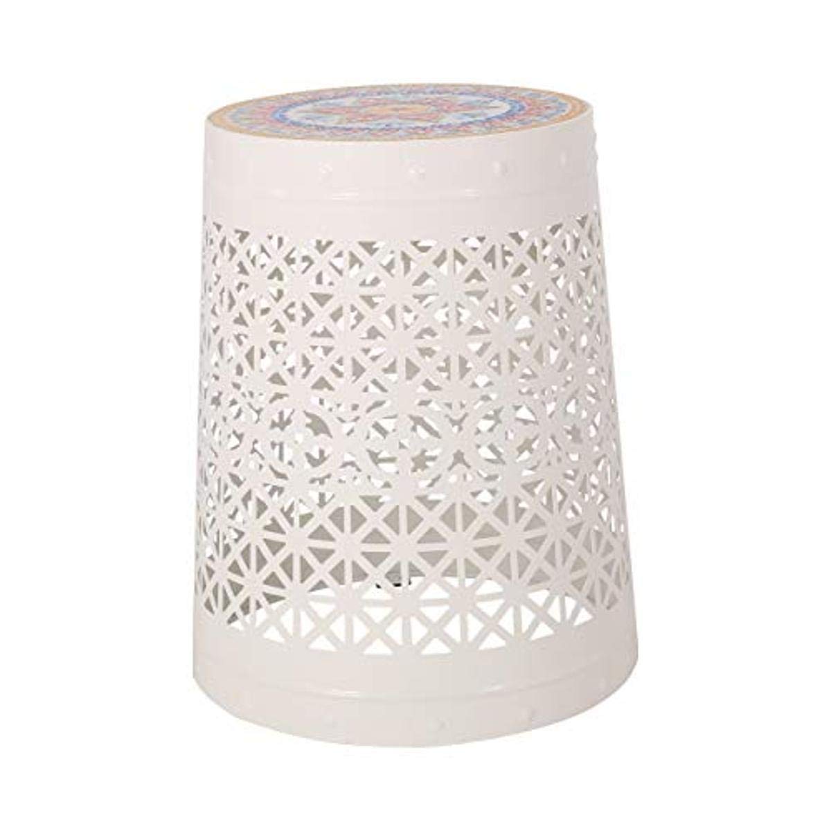Christopher Knight Home Jason White Indoor Lace Cut Side Table with Tile Top - Perfect for Living Room, Bedroom, or Office Decor
