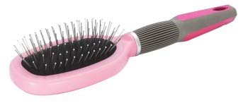 PFIFF Mane and Tail Brush for Horses - Soft Bristles, Comfort Grip, Pink - Perfect for Grooming, Detangling & Shining Horse Hair