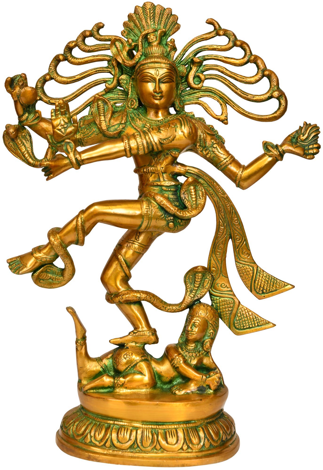 ZDN90 Greenish Gold Lord Shiva Nataraja Statue - Hindu God of Dance Sculpture for Home Altar, Yoga Studio & Meditation Space