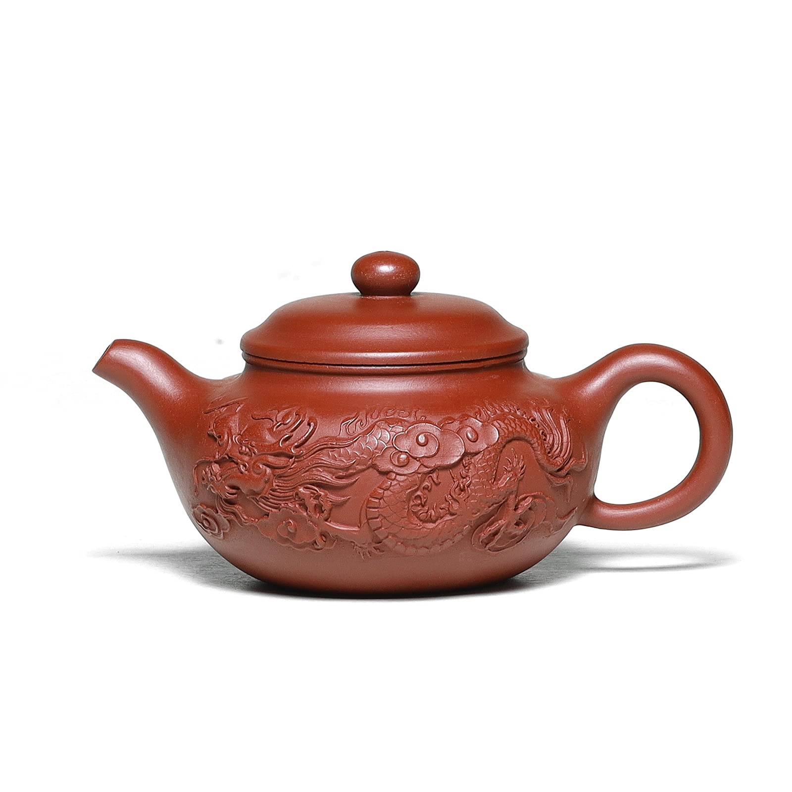 Premium 8 Oz Yixing Zisha Clay Teapot with Built-in Filter - Handcrafted Dragon Relief Fanggu Style - Authentic Chinese Kung Fu Tea Set for Gongfu Tea Ceremony & Home Brewing - Perfect Gift for Tea Lovers