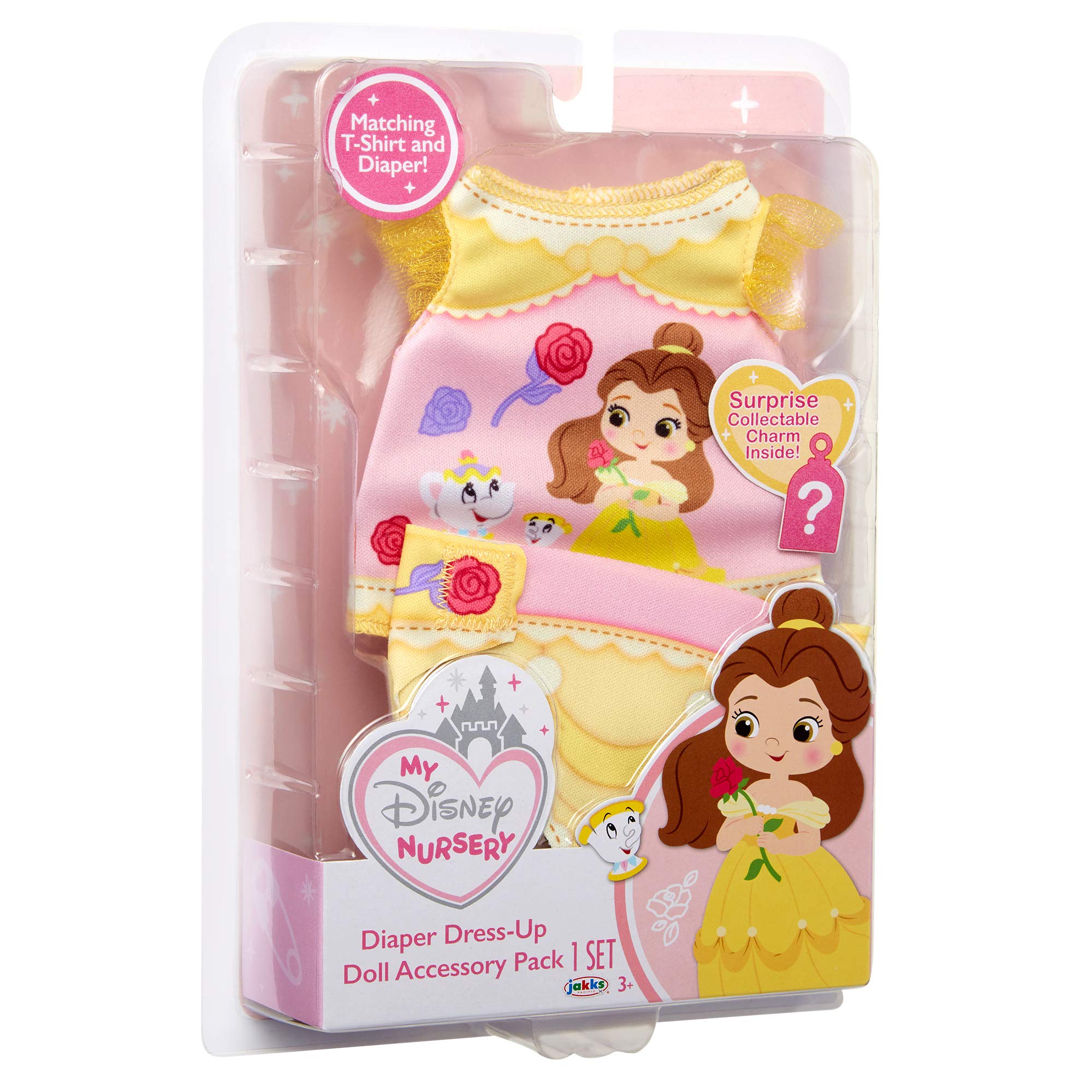 Disney Princess Belle Diaper Accessory Pack for Baby Girls - Nursery Essentials with Bib, Headband & More - Perfect for Disney Themed Baby Showers & Nursery Decor