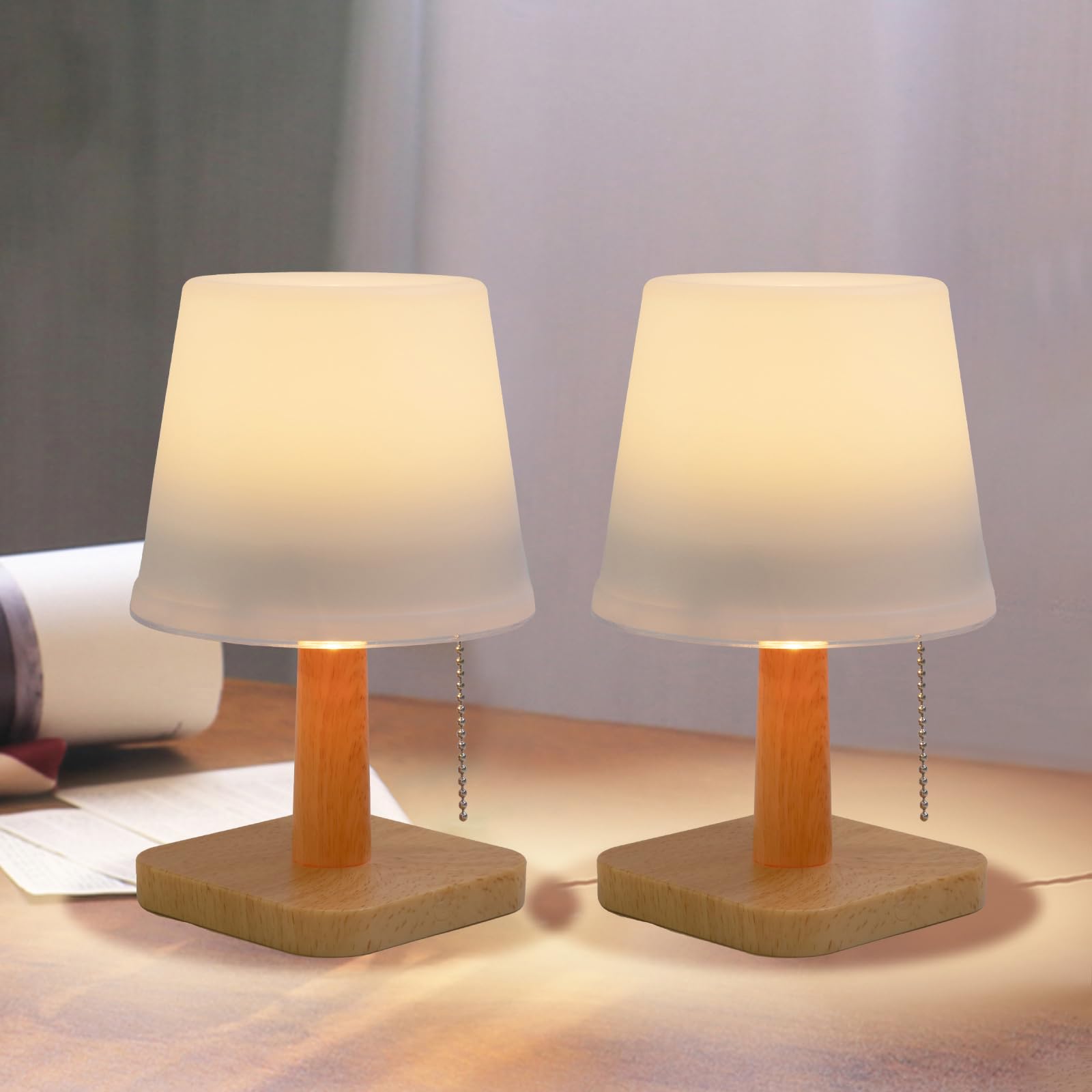 Pearlstar LED Solar Table Lamp - 2 Pack, White Outdoor Solar Powered Lights for Patio, Garden, Yard, Coffee Table - 2 Lighting Modes, Auto On/Off - Perfect for Nighttime Ambiance, Outdoor Dining, and Cozy Indoor Desk Lighting