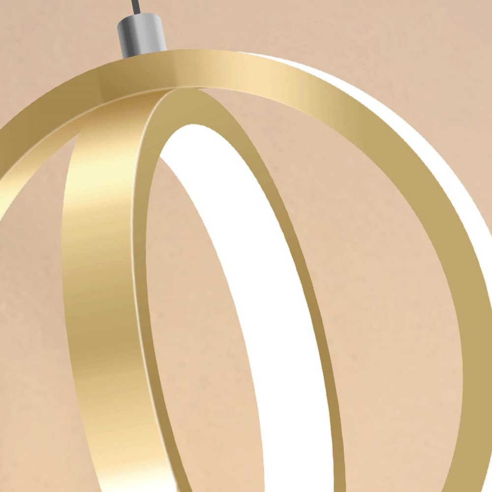 Adjustable LED Chandelier Pendant Light - Modern Single Head Ceiling Lamp with Aluminum & Iron Double Ring Design for Home, Cafe, Loft, Bar Lighting - Perfect for Dining Room, Bedroom, and Commercial Spaces