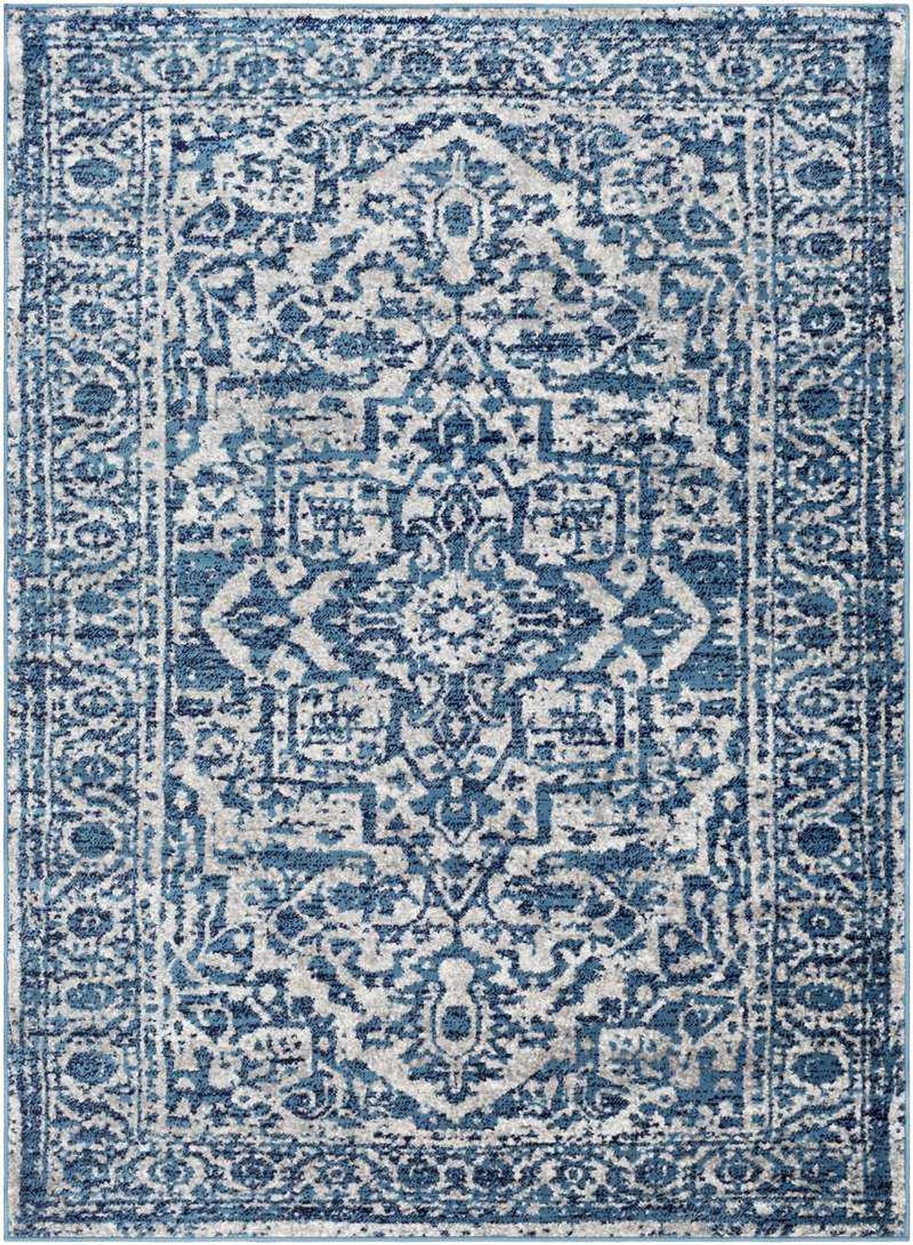 Mark&Day Emma Traditional Sky Blue Area Rug 6x9 Feet - Soft Blue White Carpet for Living Room, Bedroom, Kitchen - Perfect for Home Decor & Cozy Spaces (6'7