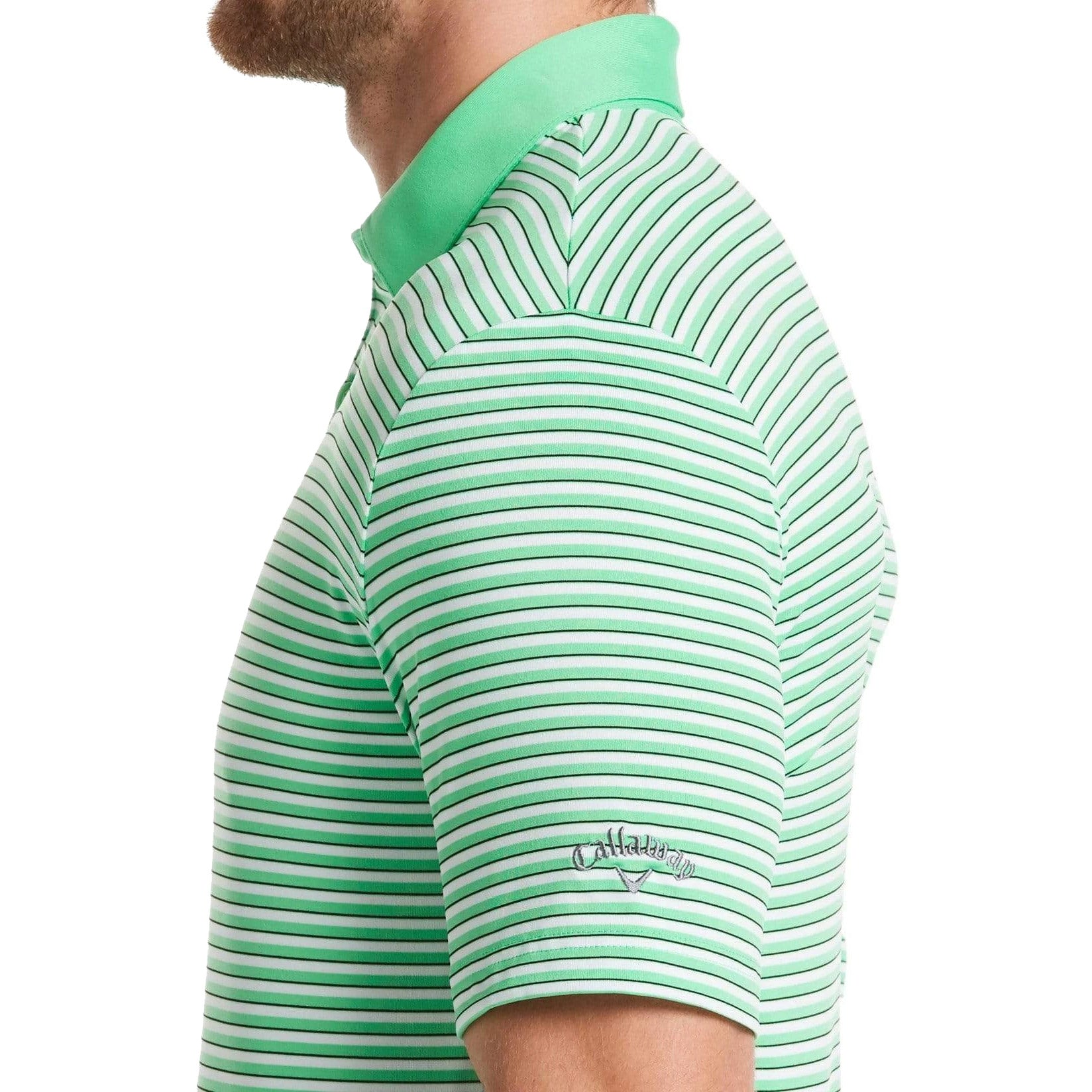 Callaway Men's Golf Polo Shirt - 3 Color Stripe Design - Moisture Wicking & UV Protection - Perfect for Golf, Business Casual & Outdoor Activities