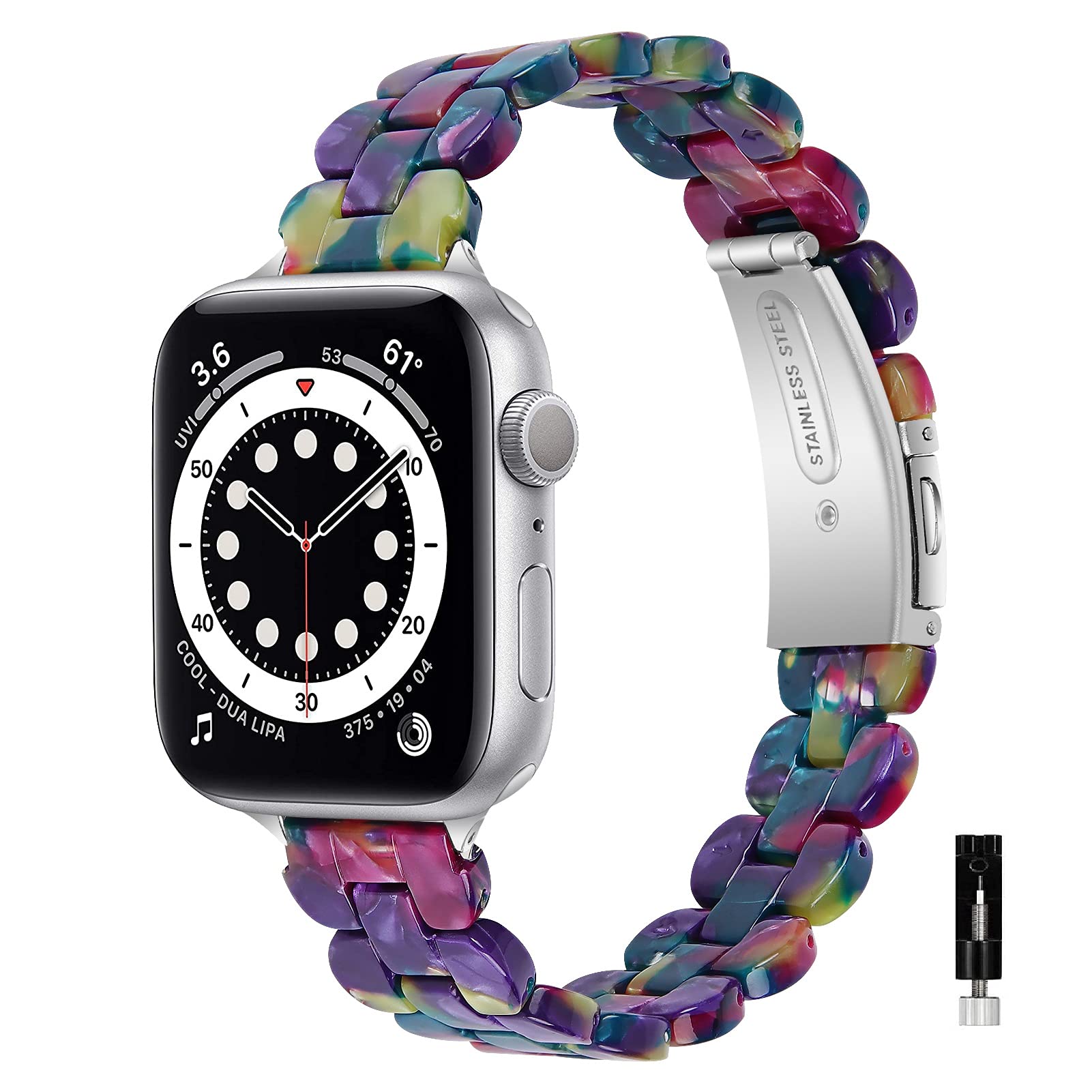 WIGERLON Resin Apple Watch Band Compatible with 38mm 40mm 41mm 42mm 44mm 45mm - Slim Durable Watch Strap for Women iWatch SE Series 7/6/5/4/3/2/1 - Perfect for Workouts, Running, Swimming & Everyday Wear