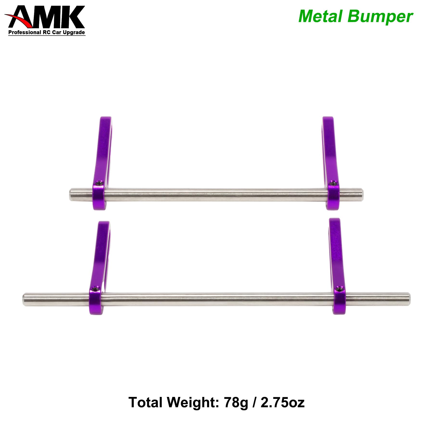 AMK Adjustable 1/10 Scale Metal Bumper Set for RC Crawler - Front & Rear Bumper Upgrade Compatible with Axial SCX10, Element Enduro Gen7/Gen8, TRX4/TRX6 - Durable Off-Road Accessories for Trail Crawling & Rock Racing (Purple)