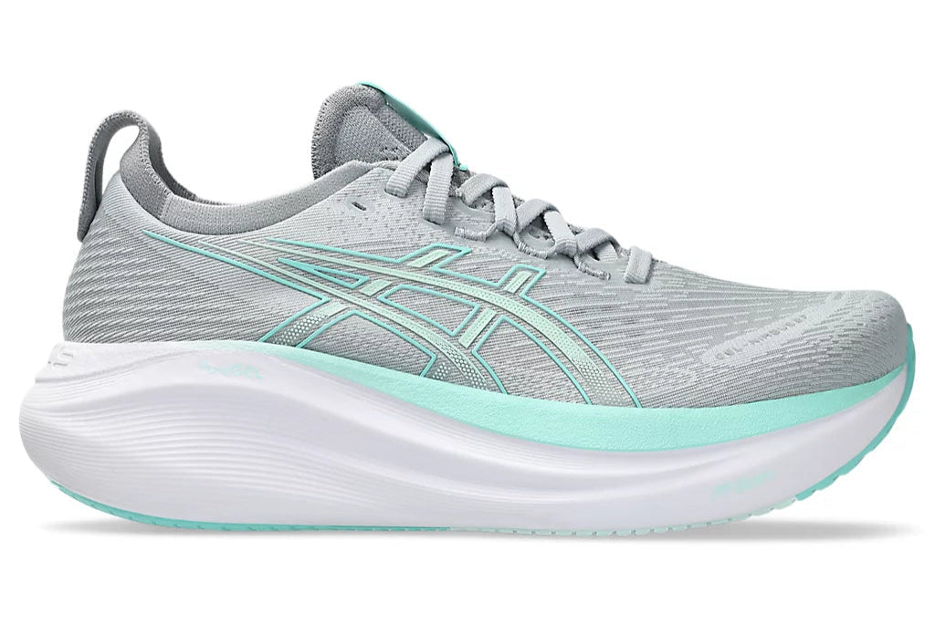 ASICS Gel-Nimbus 27 Women's Running Shoes (D Width) - Piedmont Grey/Illuminate Mint - Cushioned Road Running Shoes for Women - Perfect for Marathon Training & Daily Jogging