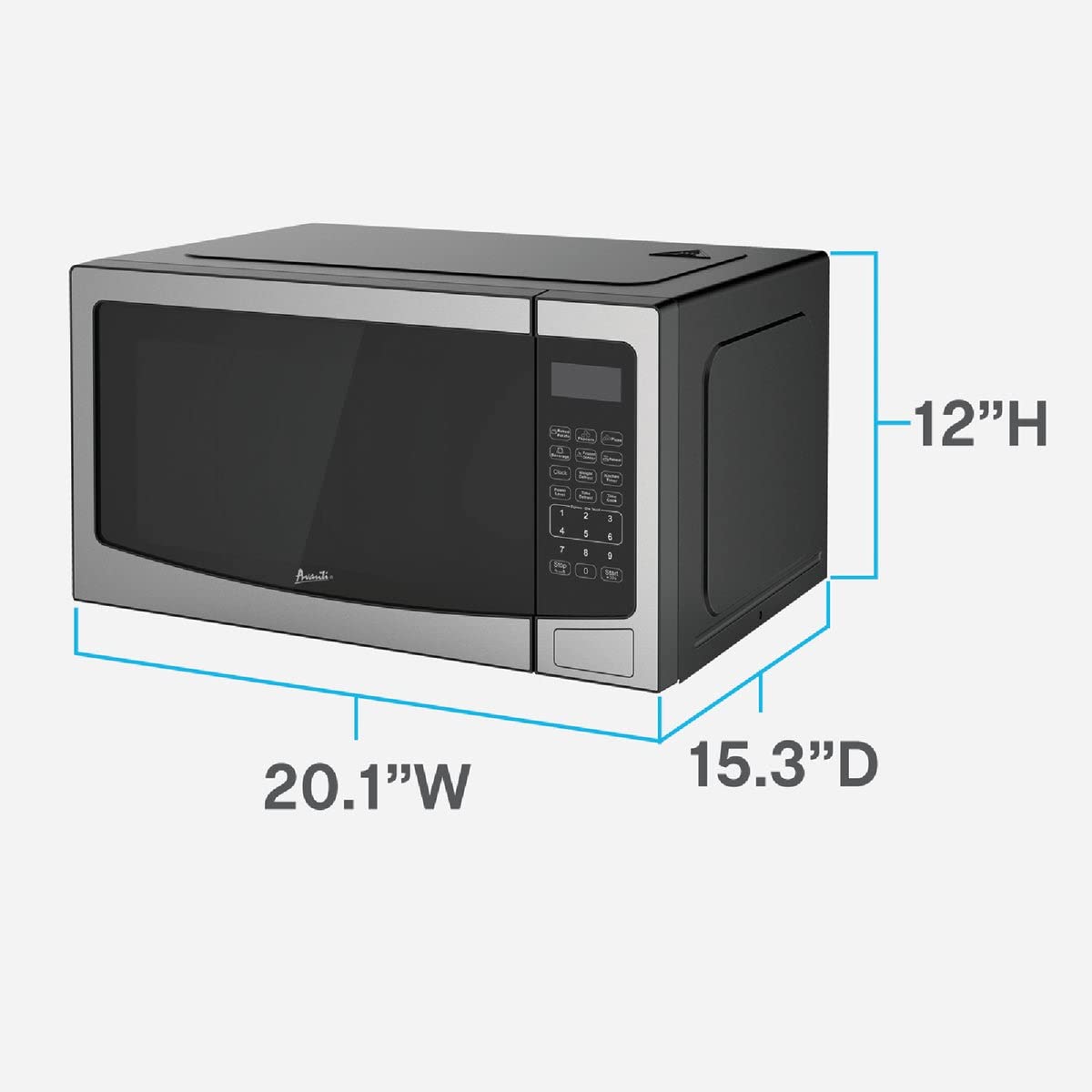 Avanti 1.1 Cubic Foot 1000W Black Stainless Steel Microwave Oven - Compact Countertop Microwave for Small Kitchens, Dorms & Offices