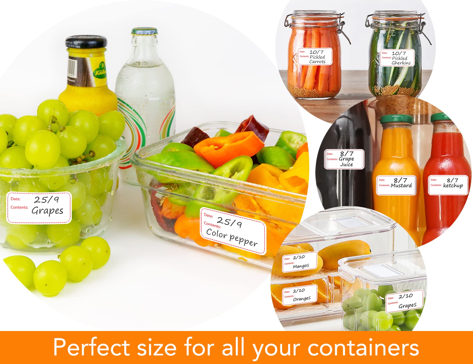 Removable Refrigerator & Freezer Labels with Dispenser Box - Waterproof Food Storage Stickers for Meal Prep, Deli Containers & Pantry Organization - Perfect for Kitchen, Grocery & Home Storage Solutions