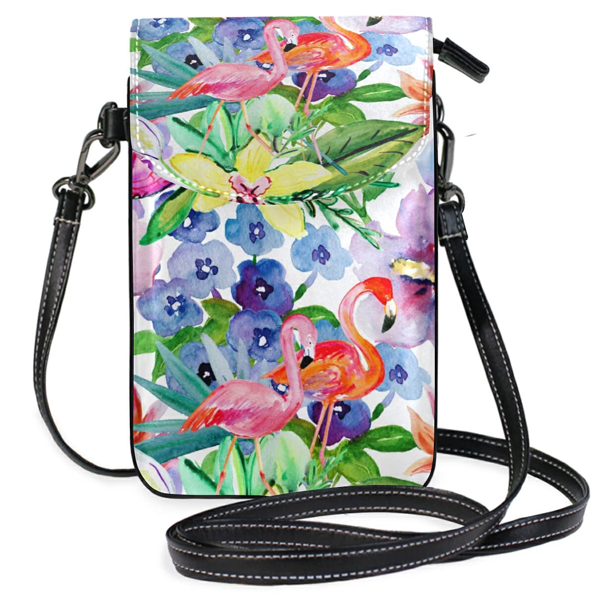 Stylish Women's Leather Crossbody Bag with Flamingo Print - Perfect for Phone, Credit Cards & Essentials - Ideal for Travel, Shopping & Daily Use