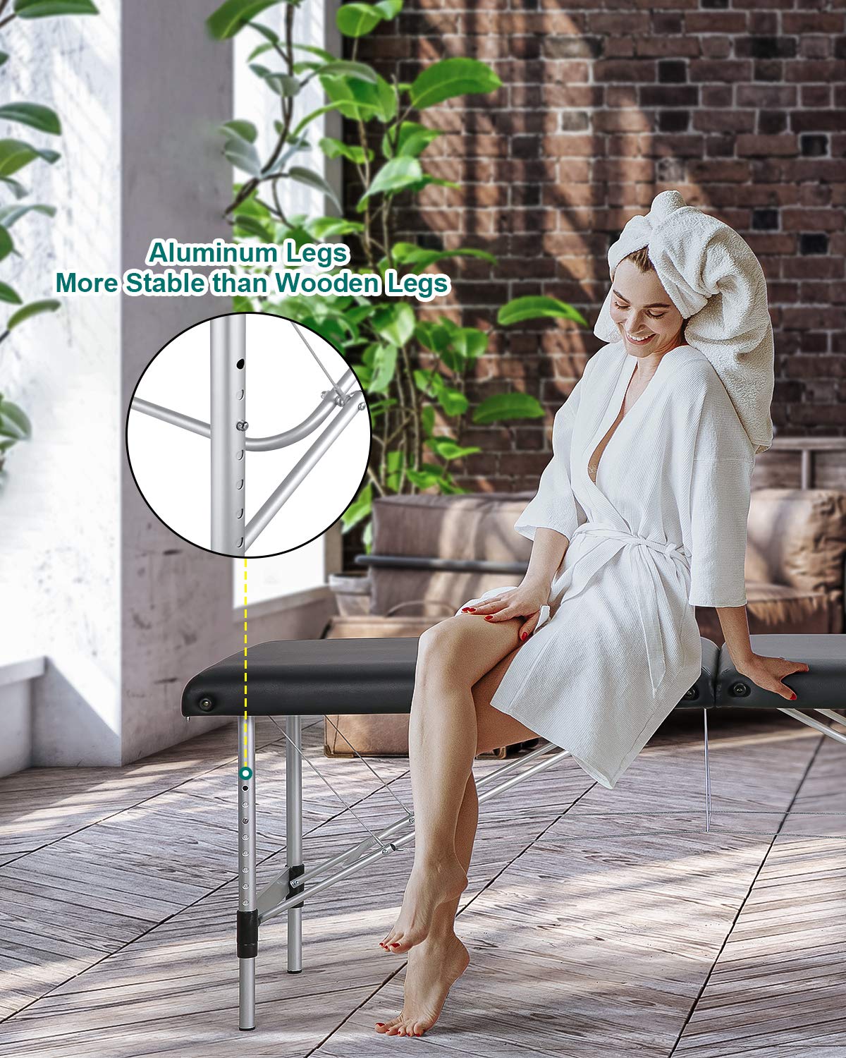 Portable Massage Table 84 Inch - 2 Section Adjustable Lash Bed, Facial & SPA Bed with Full Accessories - Lightweight Aluminum Frame for Home & Professional Use | Perfect for Massage Therapists, Estheticians & Salon Treatments
