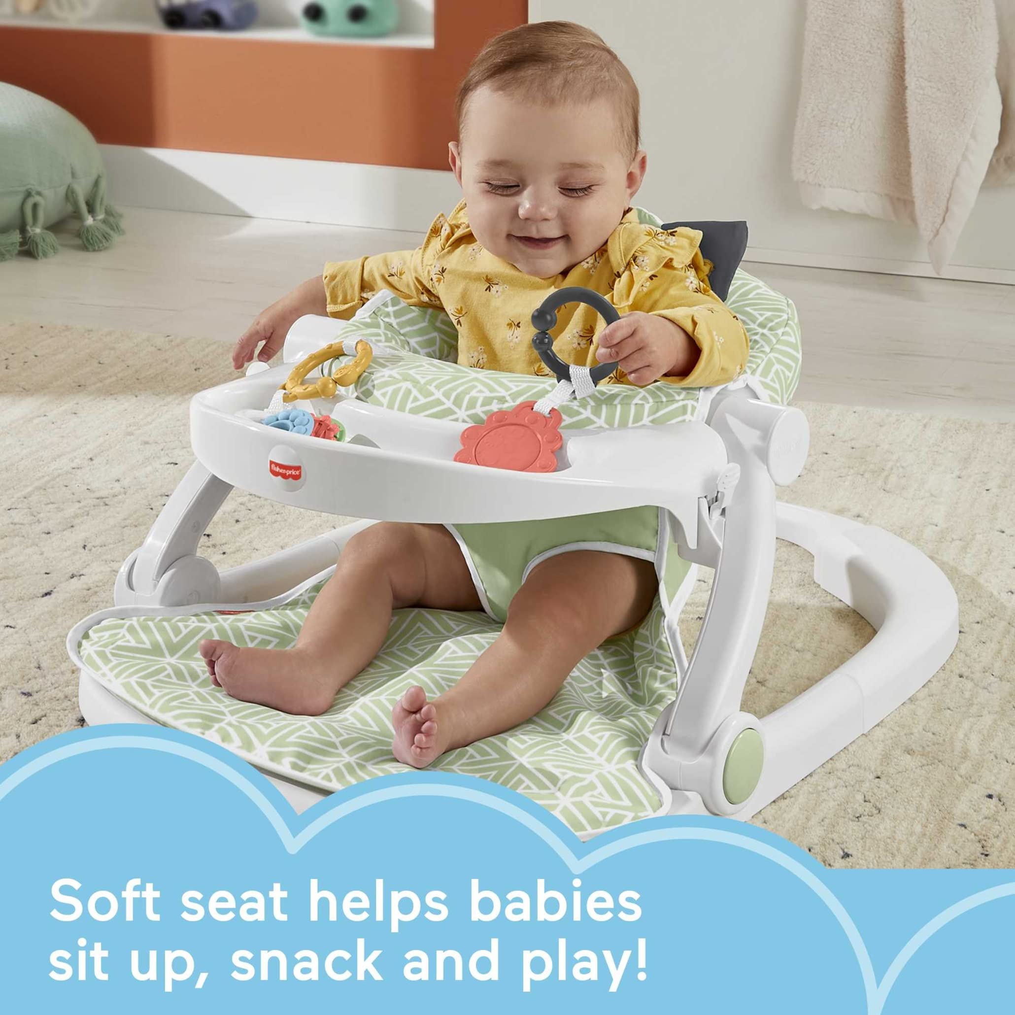 Fisher-Price Portable Baby Chair with Snack Tray & Toys - Perfect for Playtime & Feeding