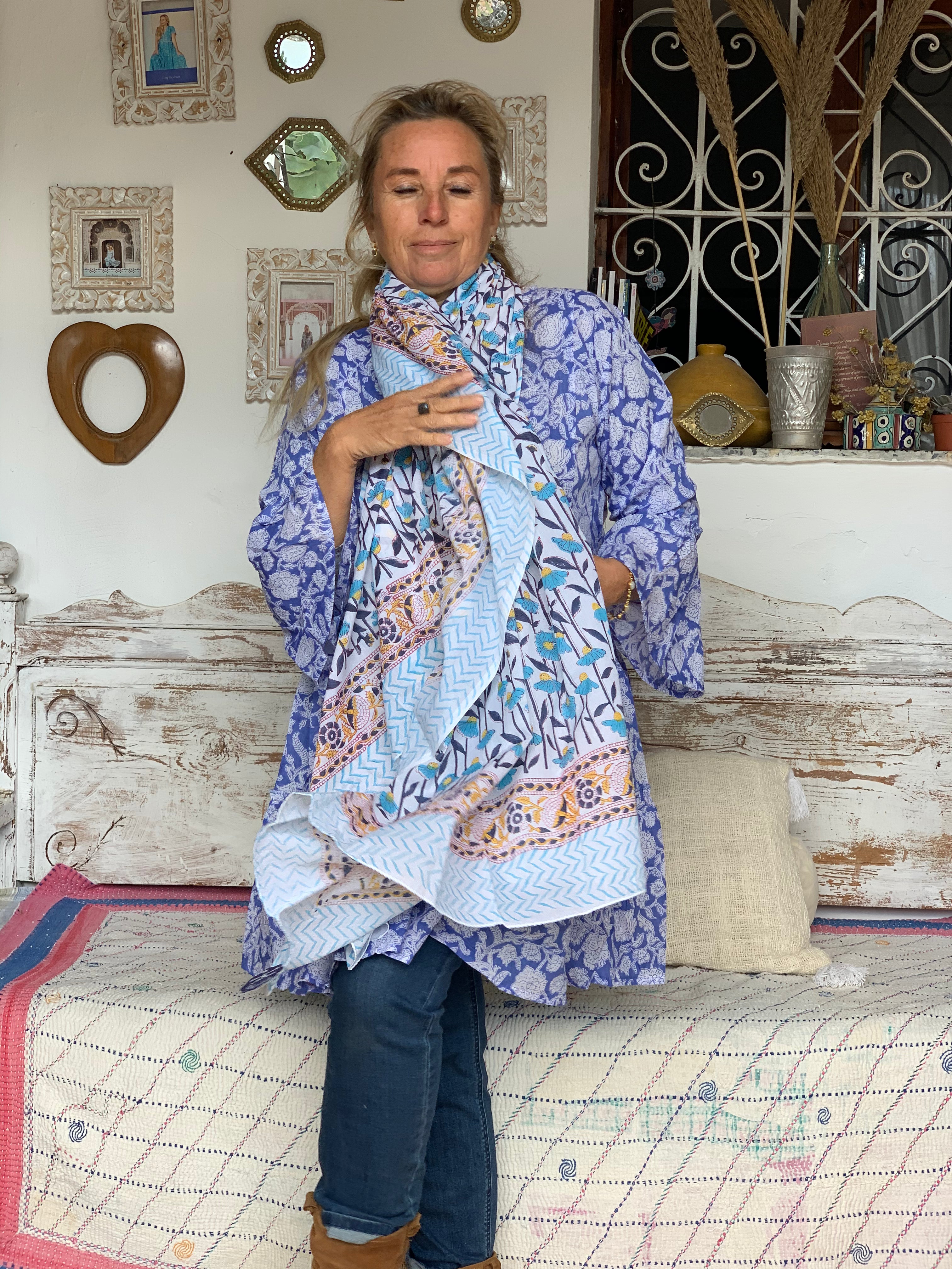 Stylish Block Print Cotton Sarong Pareo Shawl - New Collection for Beach, Pool, and Summer Fashion