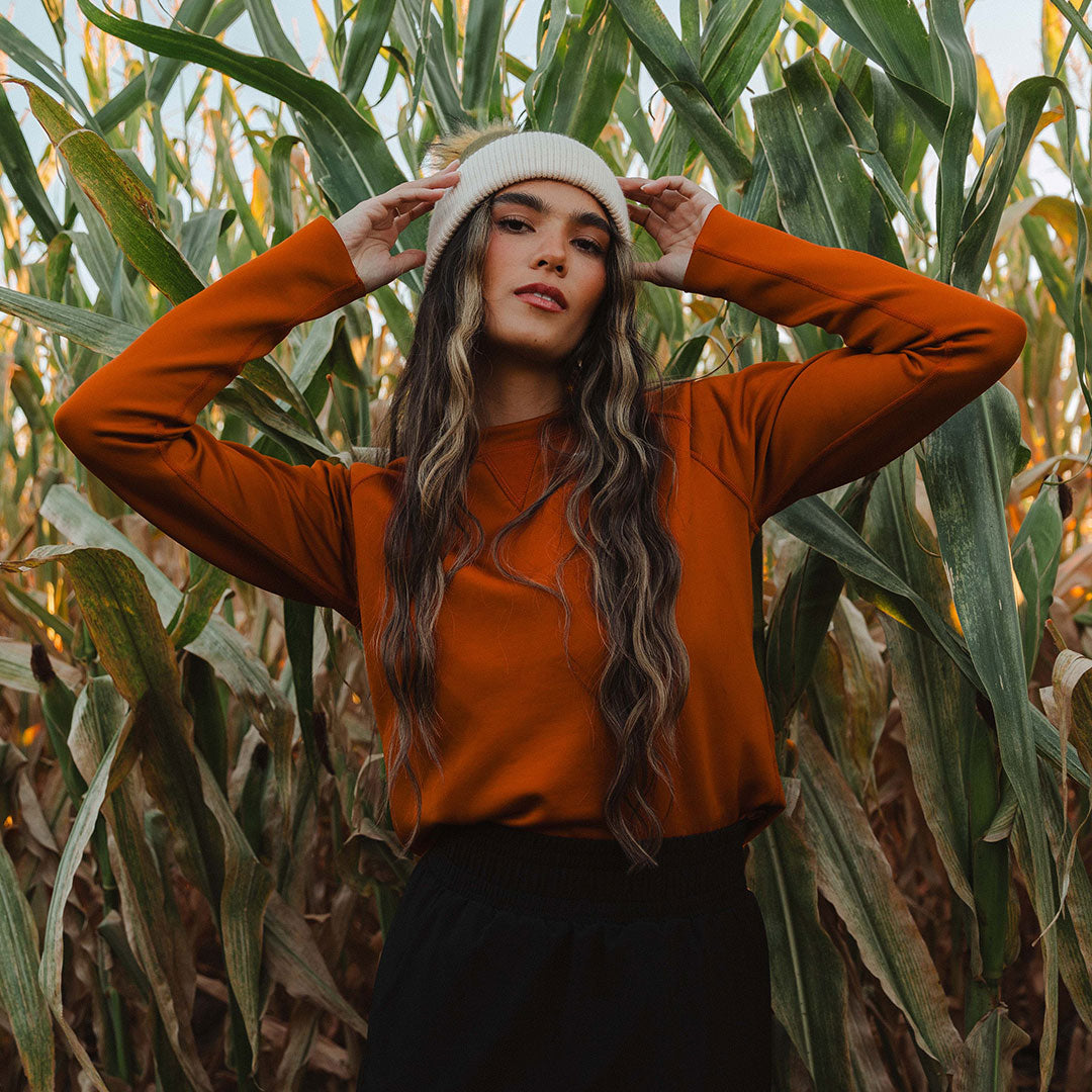 Stylish Burnt Orange Neo Sweatshirt for Women & Men | Soft Cotton Pullover Hoodie | Perfect for Casual Wear, Street Style & Loungewear