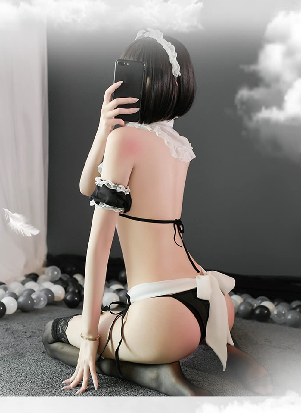 Sexy Maid Costume Set for Women - Lingerie Bras & Panties - Cosplay Outfit for Halloween, Role Play & Boudoir Photography