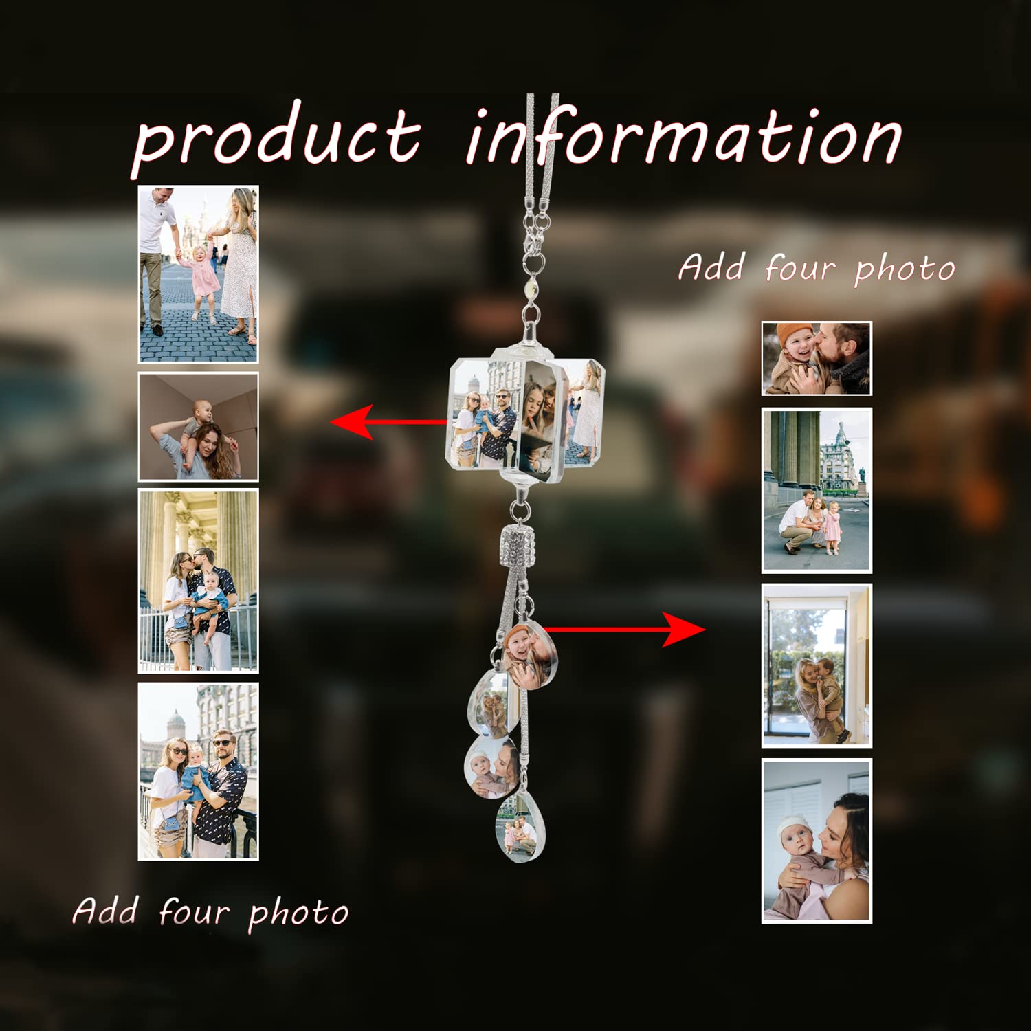 Custom Photo Crystal Car Hanging Ornaments - Personalized Aesthetic Mirror Car Accessories for Family & Friends | Perfect for Car Interior Decoration & Gift Giving
