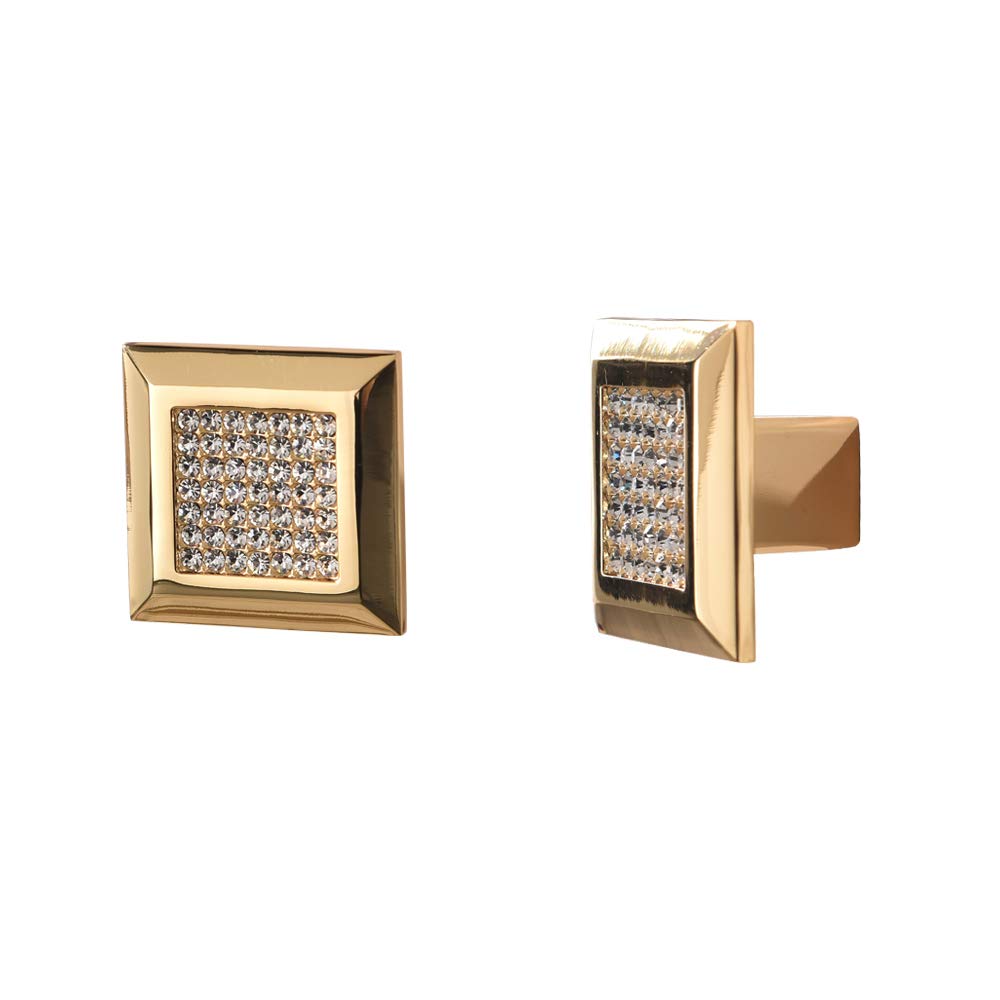 Crystal Cabinet Handles 2-Pack - Titanium Gold Drawer Pulls for Modern Furniture