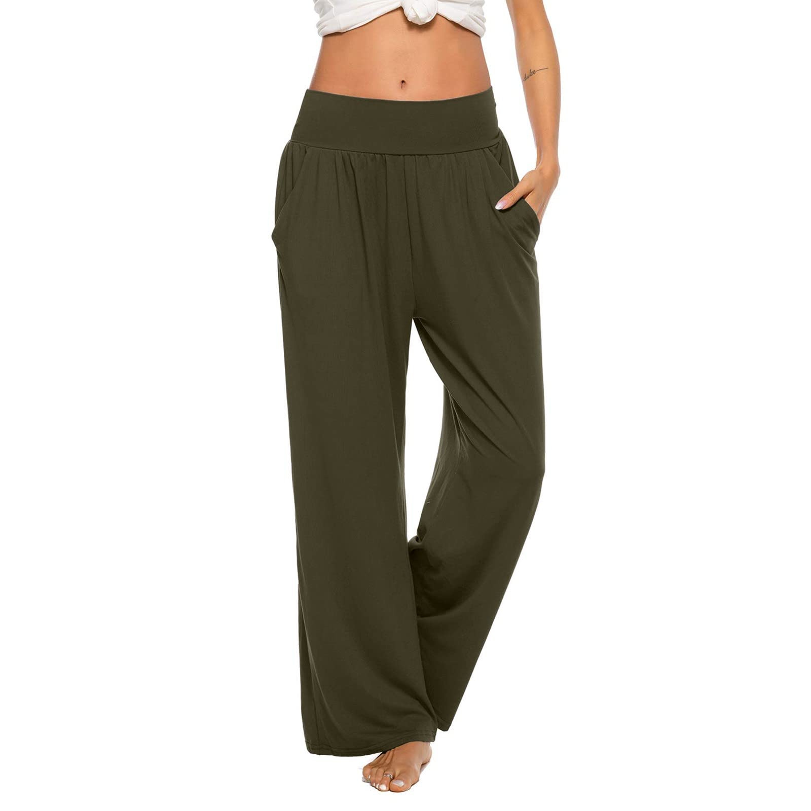 YpingLonk Women's High Waisted Yoga Sweatpants - Soft Loose Fit Wide Leg Lounge Pants with Pockets for Yoga, Workout & Home Comfort | Casual Joggers for Running, Travel & Relaxation