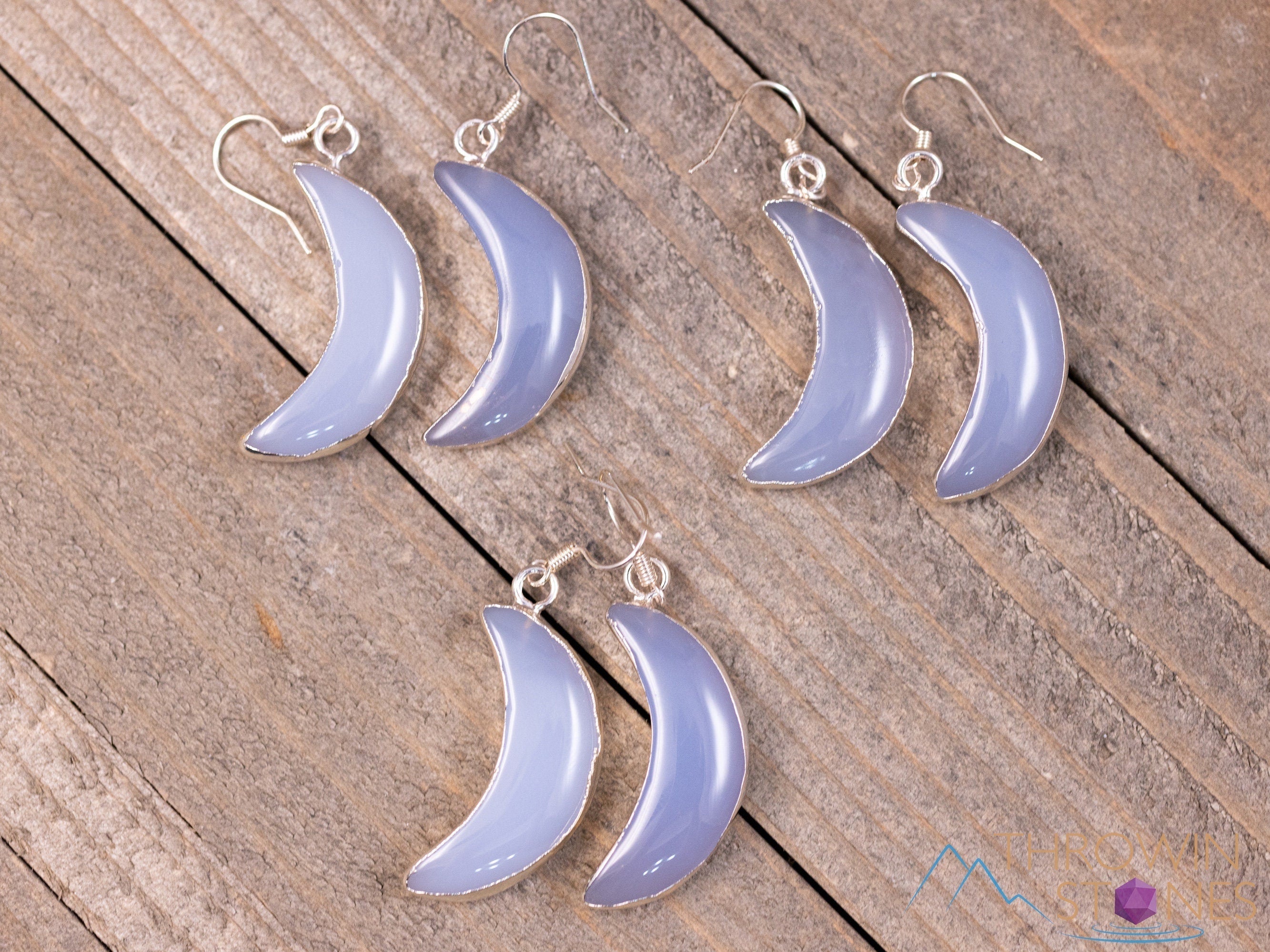 Blue Chalcedony Crystal Crescent Moon Dangle Earrings – Handmade Drop Earrings for Women, Boho Chic Jewelry Gift | Perfect for Parties, Weddings & Everyday Wear (Style E2096)