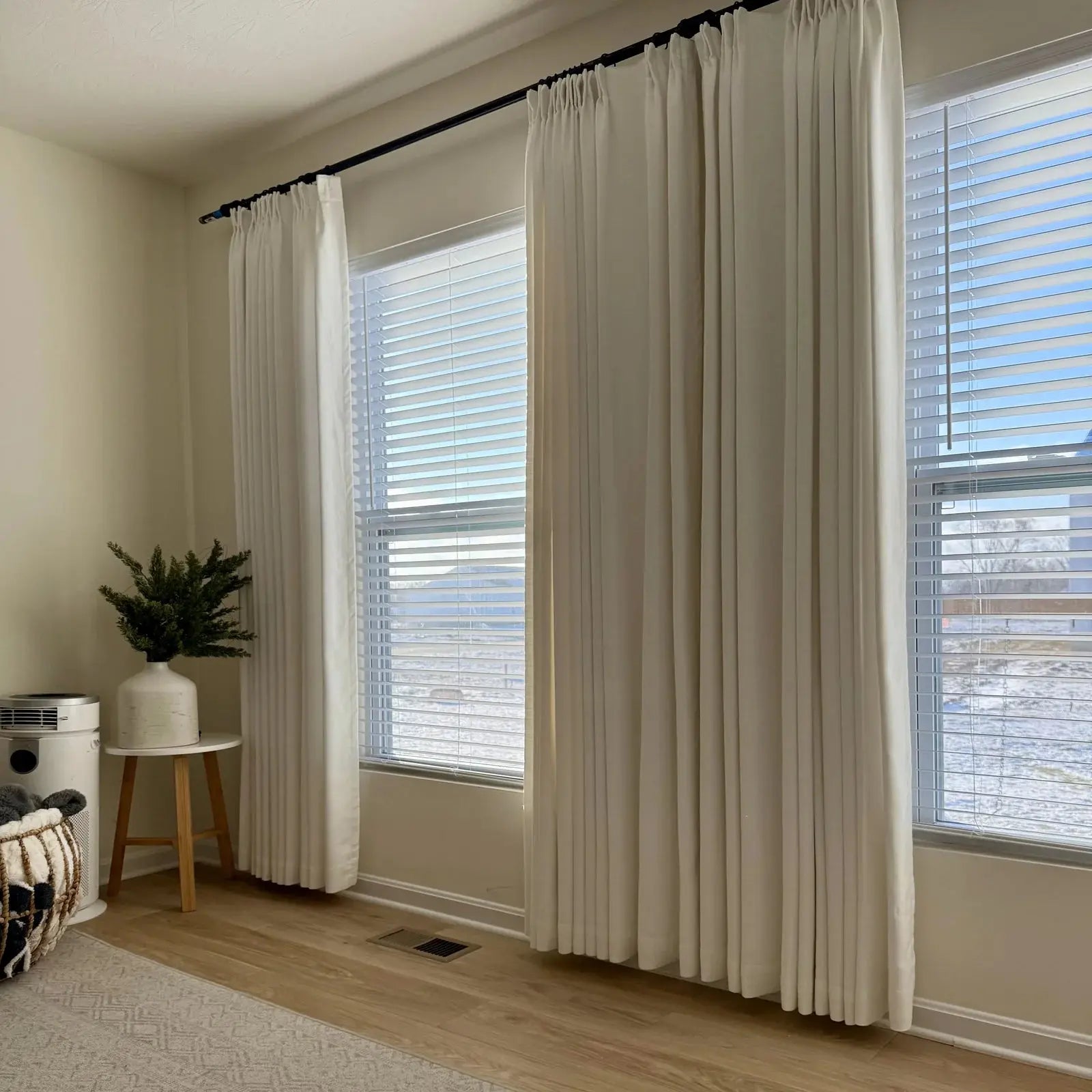 Isabella Heavyweight Cotton Blackout Curtains - Thermal Insulated Pleated Drapes for Living Room & Bedroom - Noise Reducing & Energy Saving Home Decor
