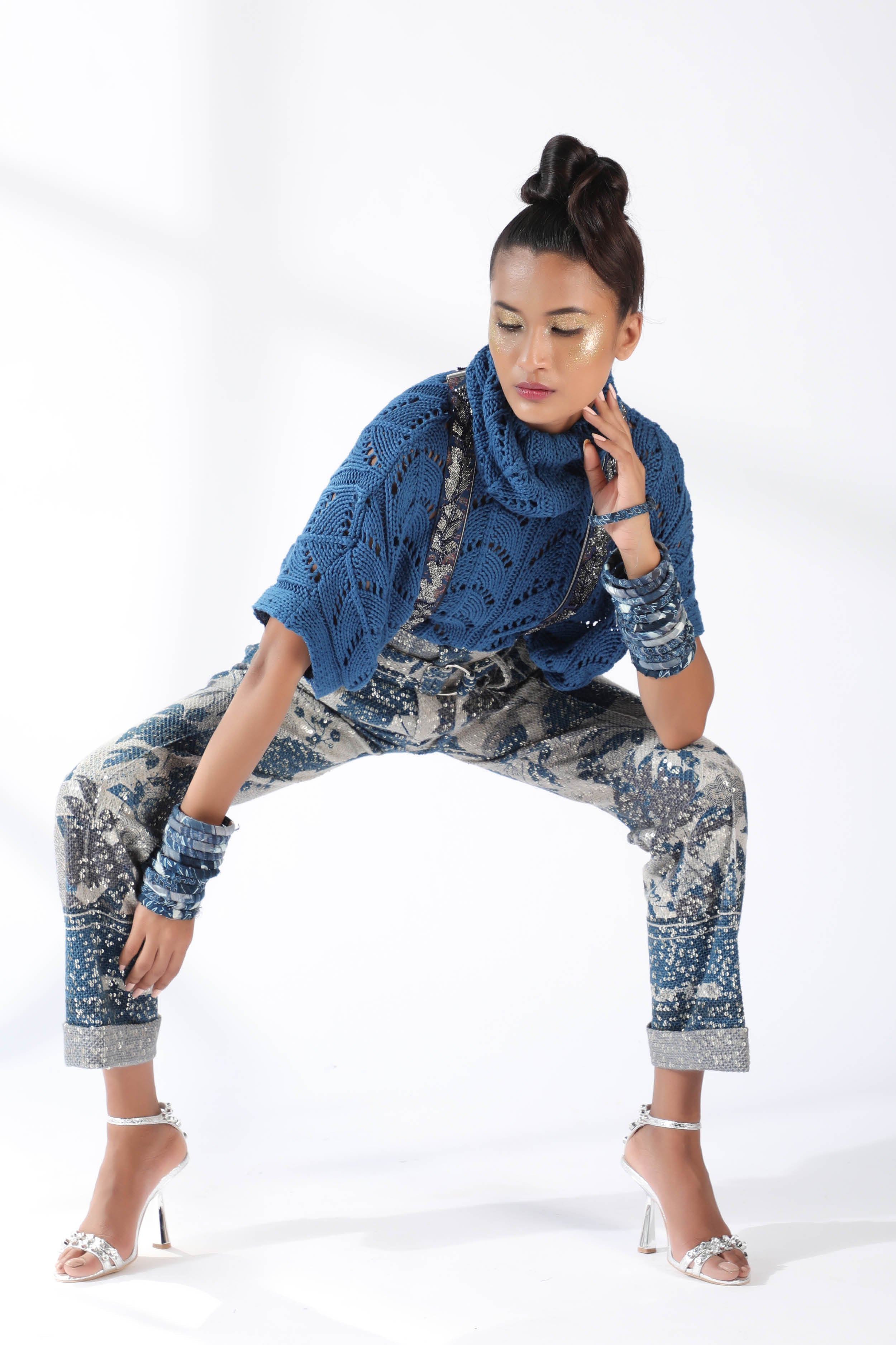 Floral Print High Waisted Sheeted Crepe Pants for Women - Comfortable Stretchy Lounge Pants for Yoga, Travel & Casual Wear