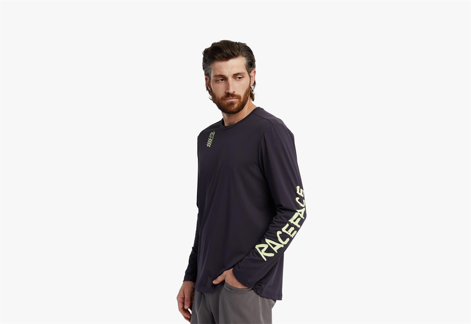Race Face Commit Long Sleeve Tech Top - Men's Performance Cycling Shirt with Moisture-Wicking Fabric for Mountain Biking & Road Cycling