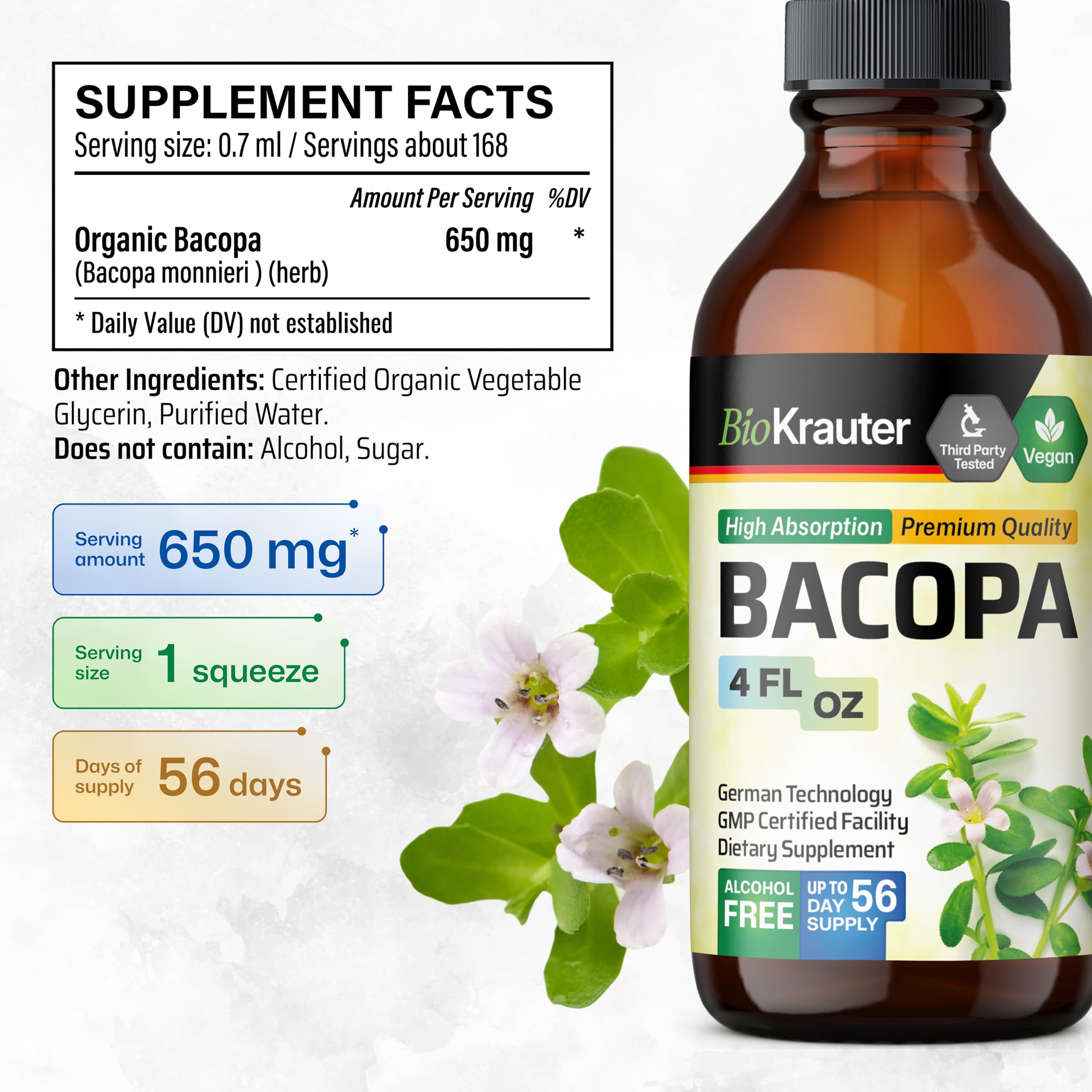 Premium Organic Bacopa Monnieri & Schisandra Chinensis Herbal Tinctures - 4 Fl Oz Each - Natural Brain Boost & Stress Relief Supplement - Perfect for Focus, Memory & Adaptogenic Support