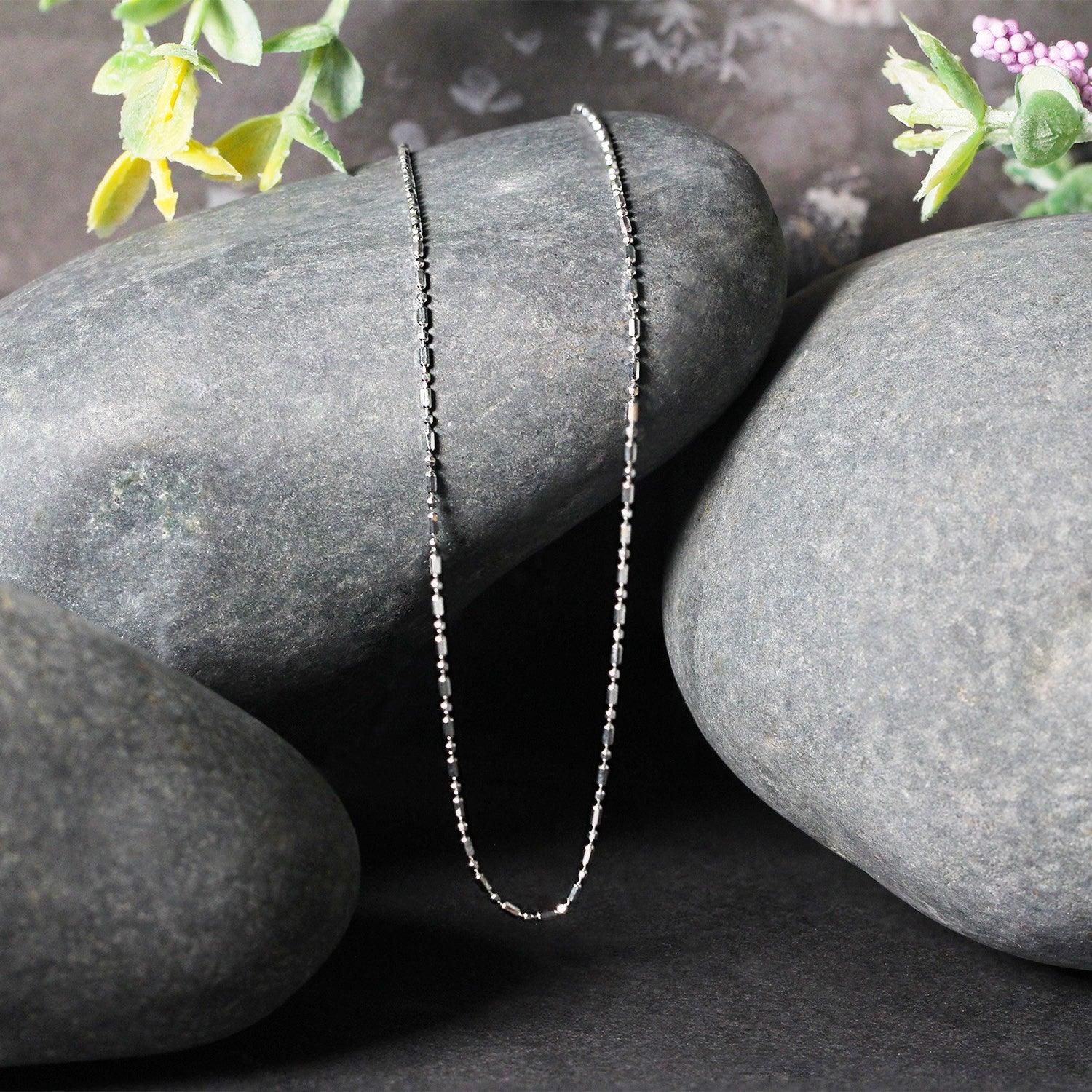 14K White Gold Diamond Cut Bead Chain Necklace 1.0mm - Elegant Layering Piece for Women, Perfect for Everyday Wear & Special Occasions