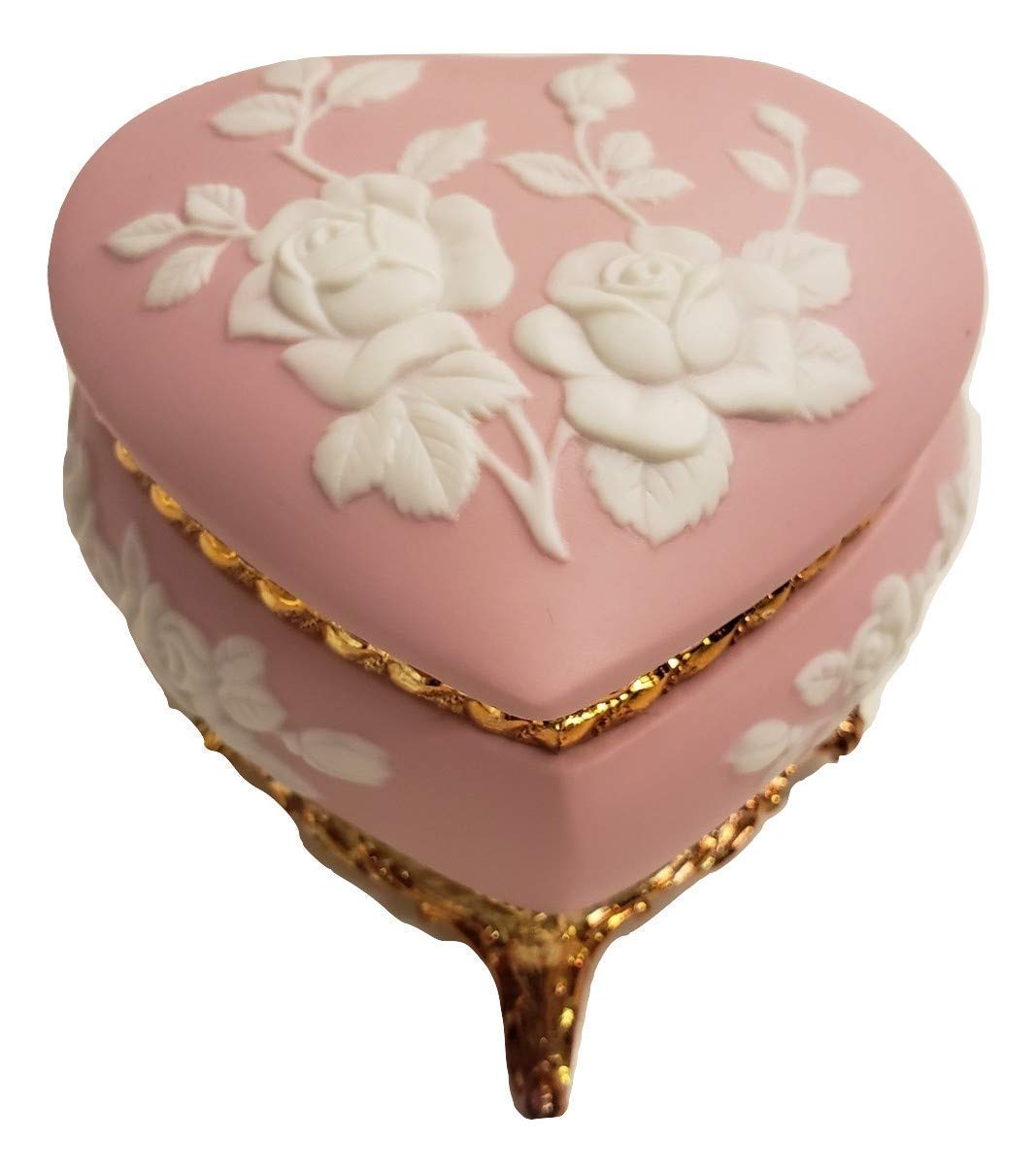 Elegant Wedgewood Style Heart-Shaped Music Jewelry Box - Plays 'All I Ask of You' from Phantom of the Opera - Perfect Gift for Anniversaries, Valentine's Day & Romantic Occasions