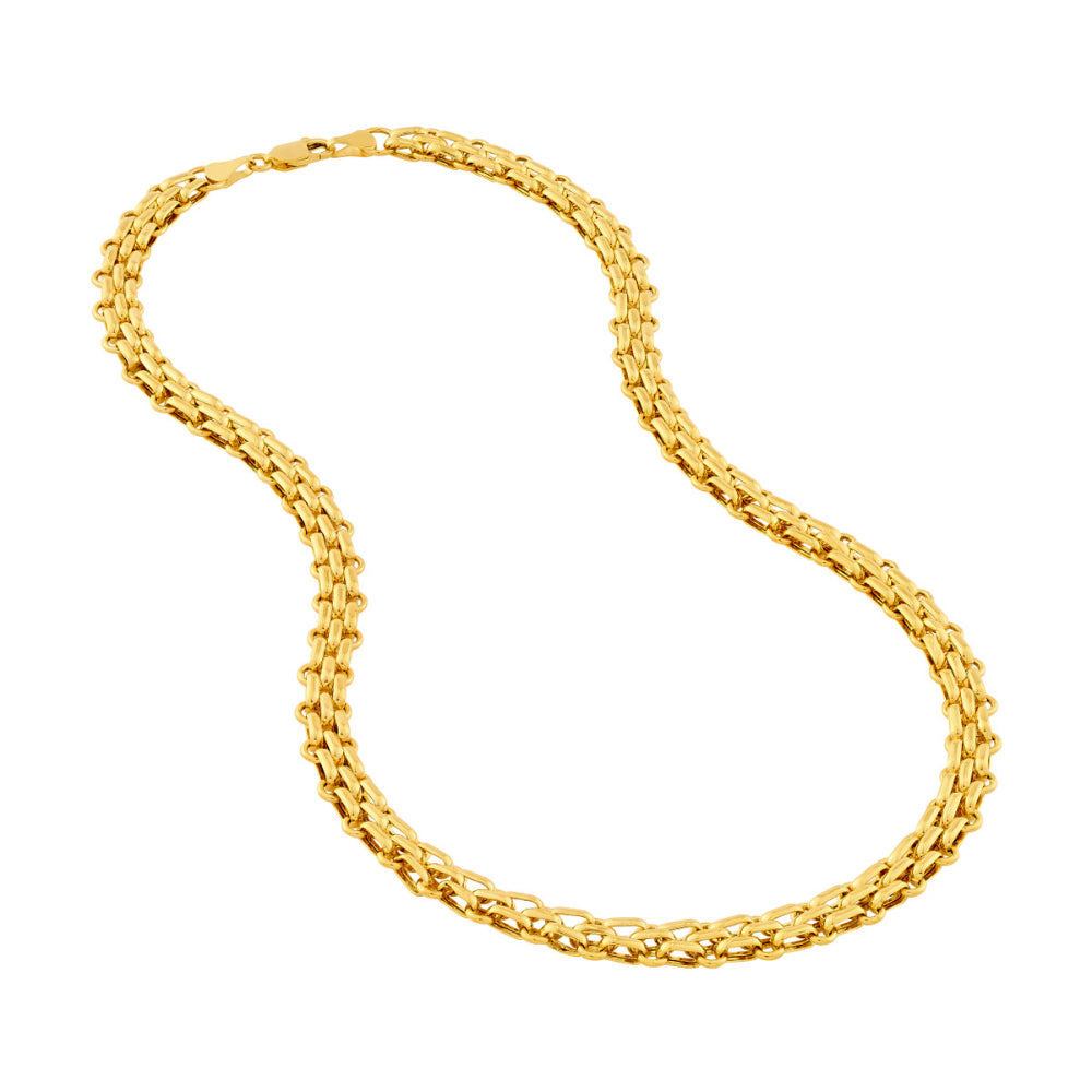 14K Gold Hollow Alternating Link Chain Necklace for Women - Elegant Layered Jewelry for Everyday Wear & Special Occasions